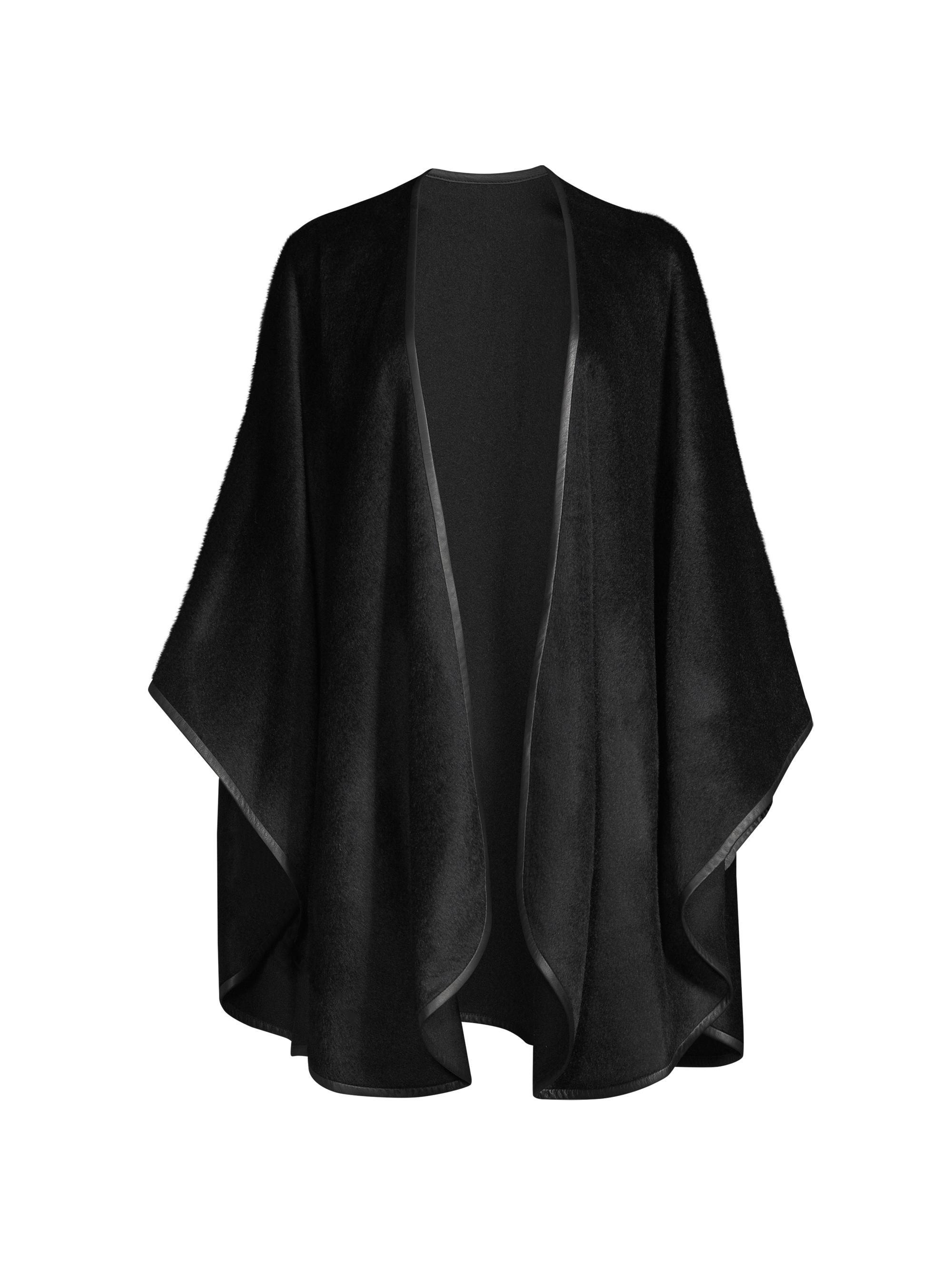 Sofia Cashmere Women's Leather-Trim Alpaca-Blend Cape - Black