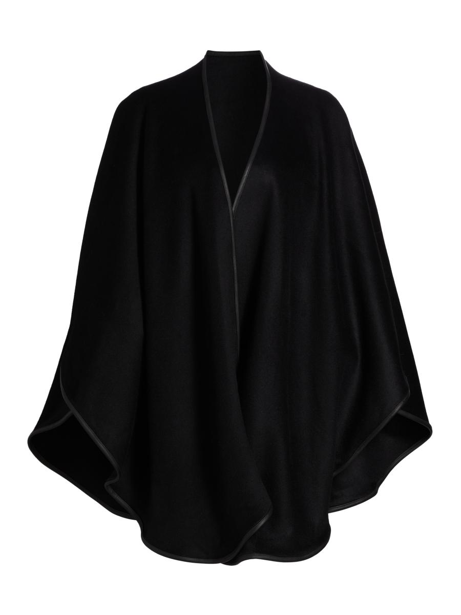 Sofia Cashmere Women's Leather-trim Reversible Cashmere Cape In Black