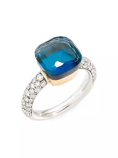 Nudo 18K Two-Tone Gold, London Blue Topaz Doublet & Diamond Classic Ring