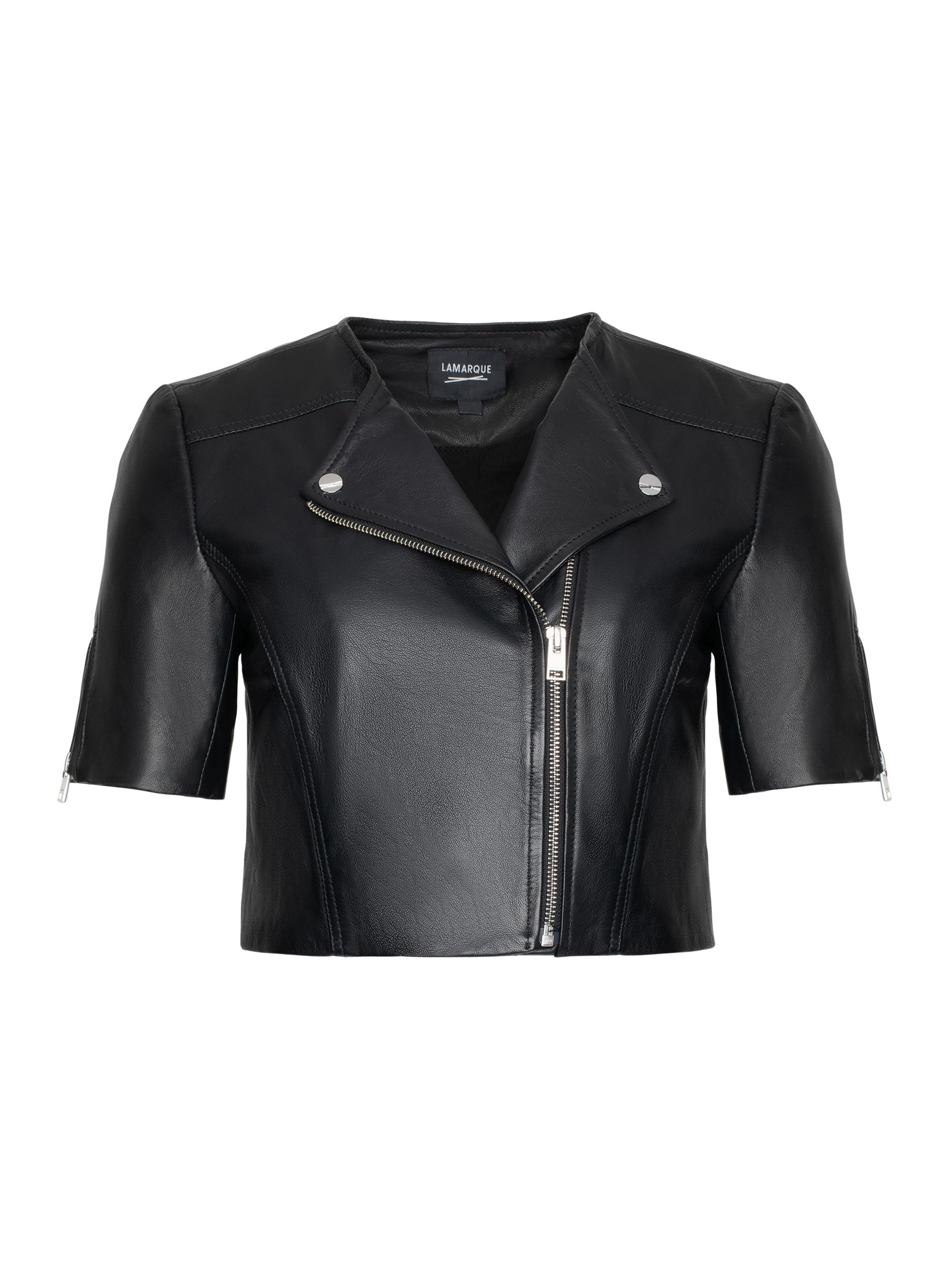 Lamarque Women's Kirsi Short-Sleeve Leather Jacket - Black