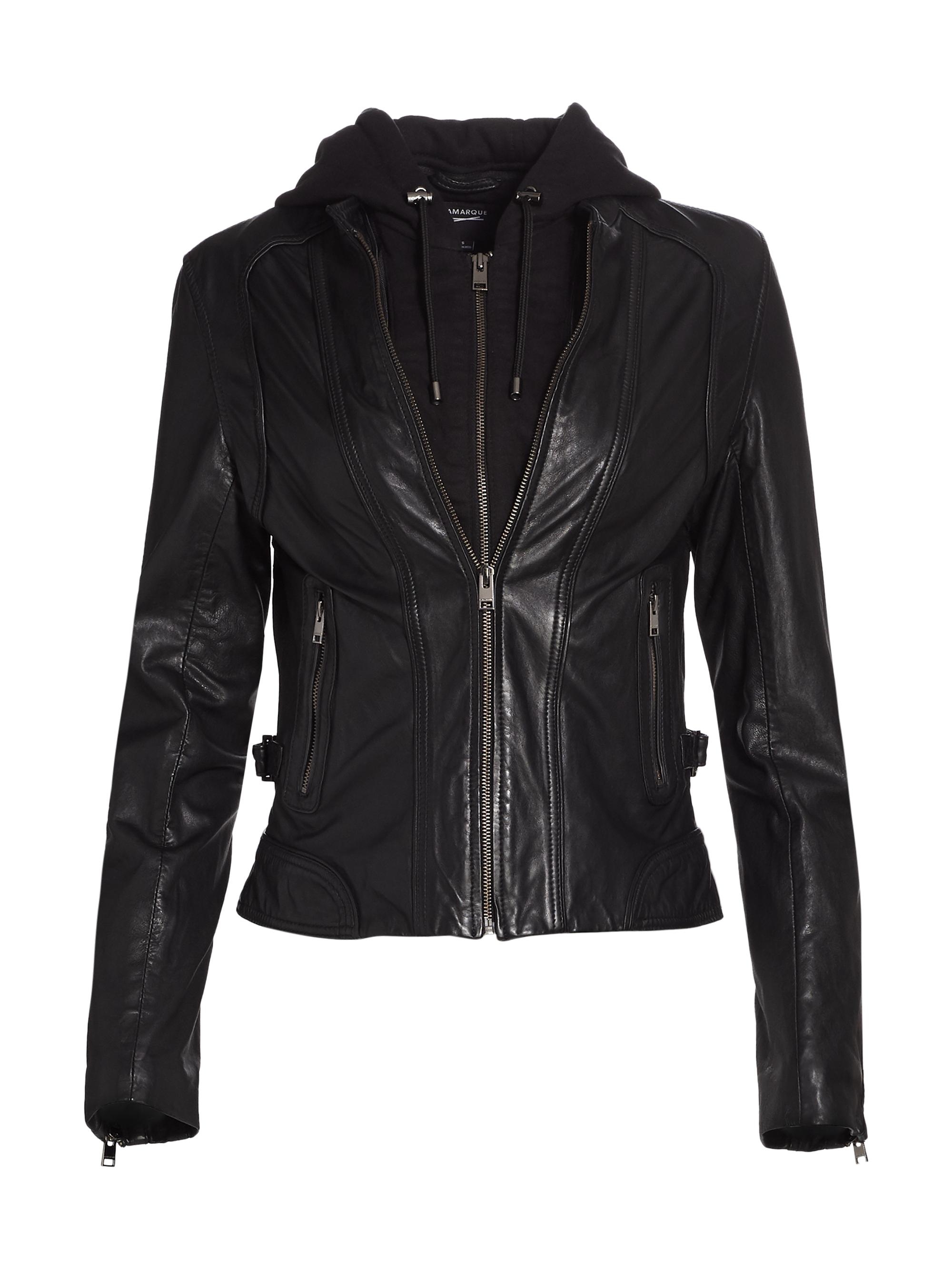 Lamarque Women's Arlette Leather Biker Jacket - Black