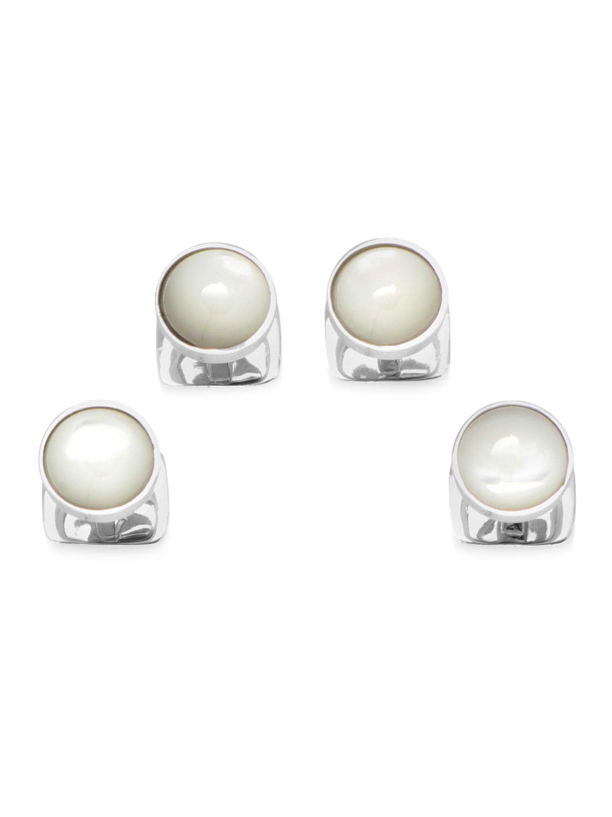 Cufflinks, Inc. Men's Ox & Bull Trading Co. Mother-Of-Pearl Tuxedo Studs - Silver