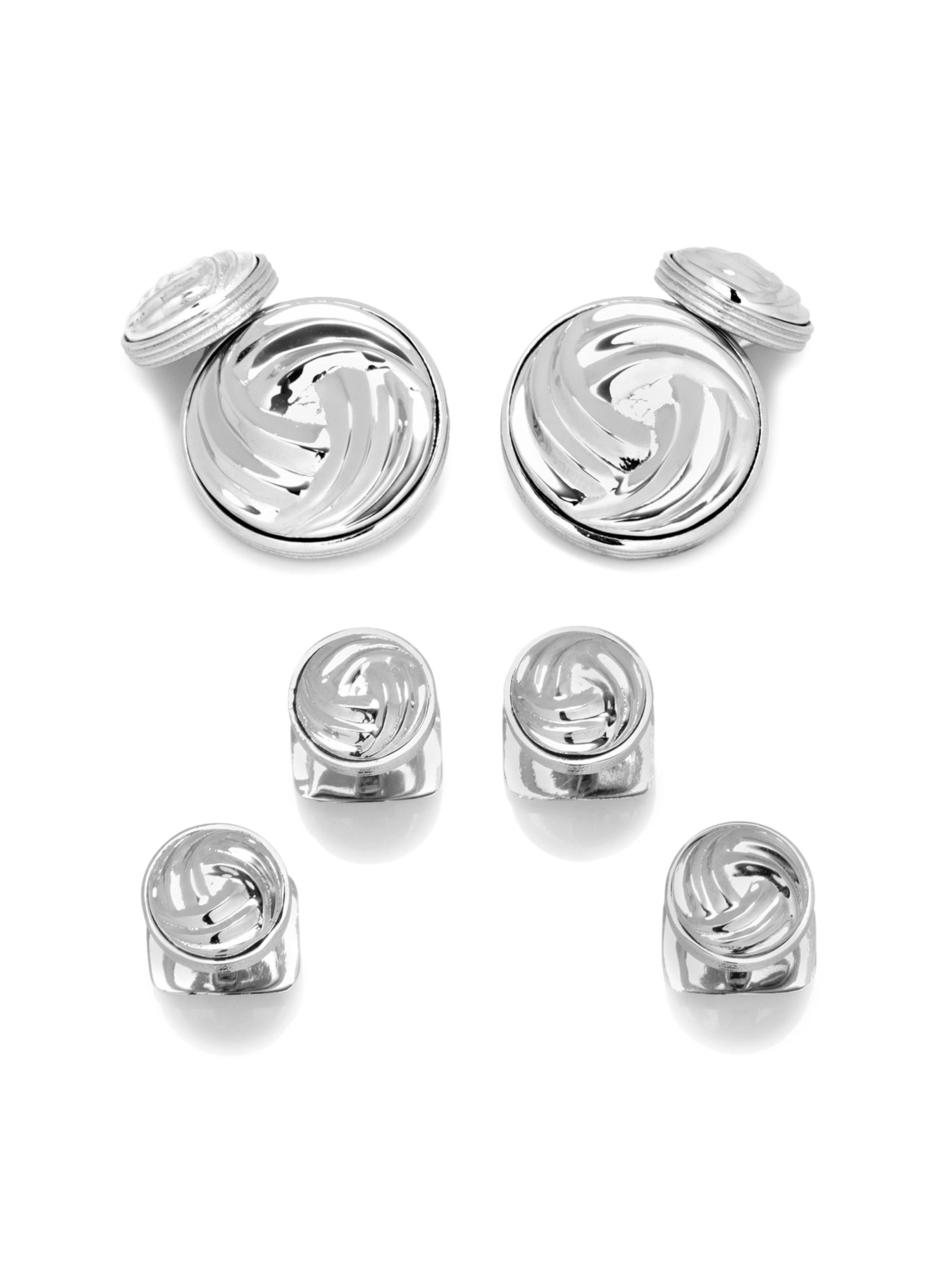Cufflinks, Inc. Men's Ox & Bull Trading Co. 6-Piece Modern Knot Tuxedo Studs & Cufflinks - Silver
