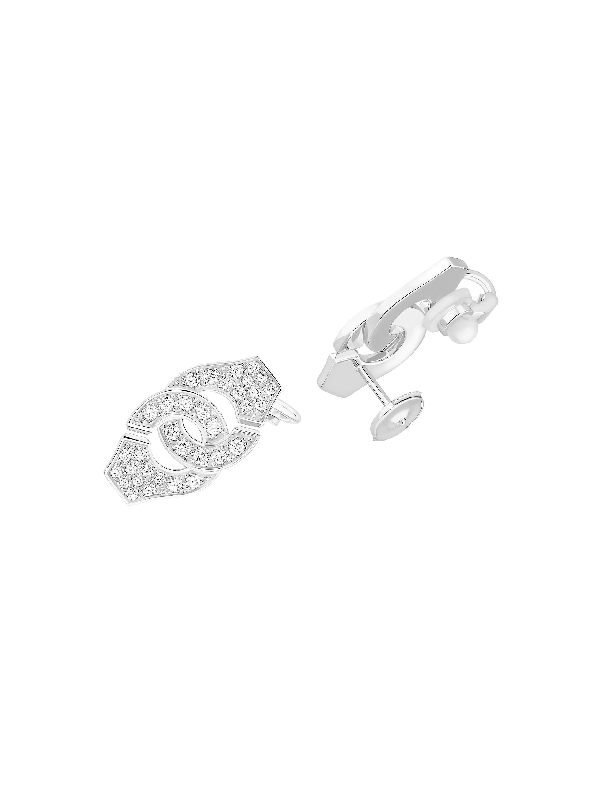 Dinh Van Women's Menottes 18K White Gold & Diamond Earring - Silver