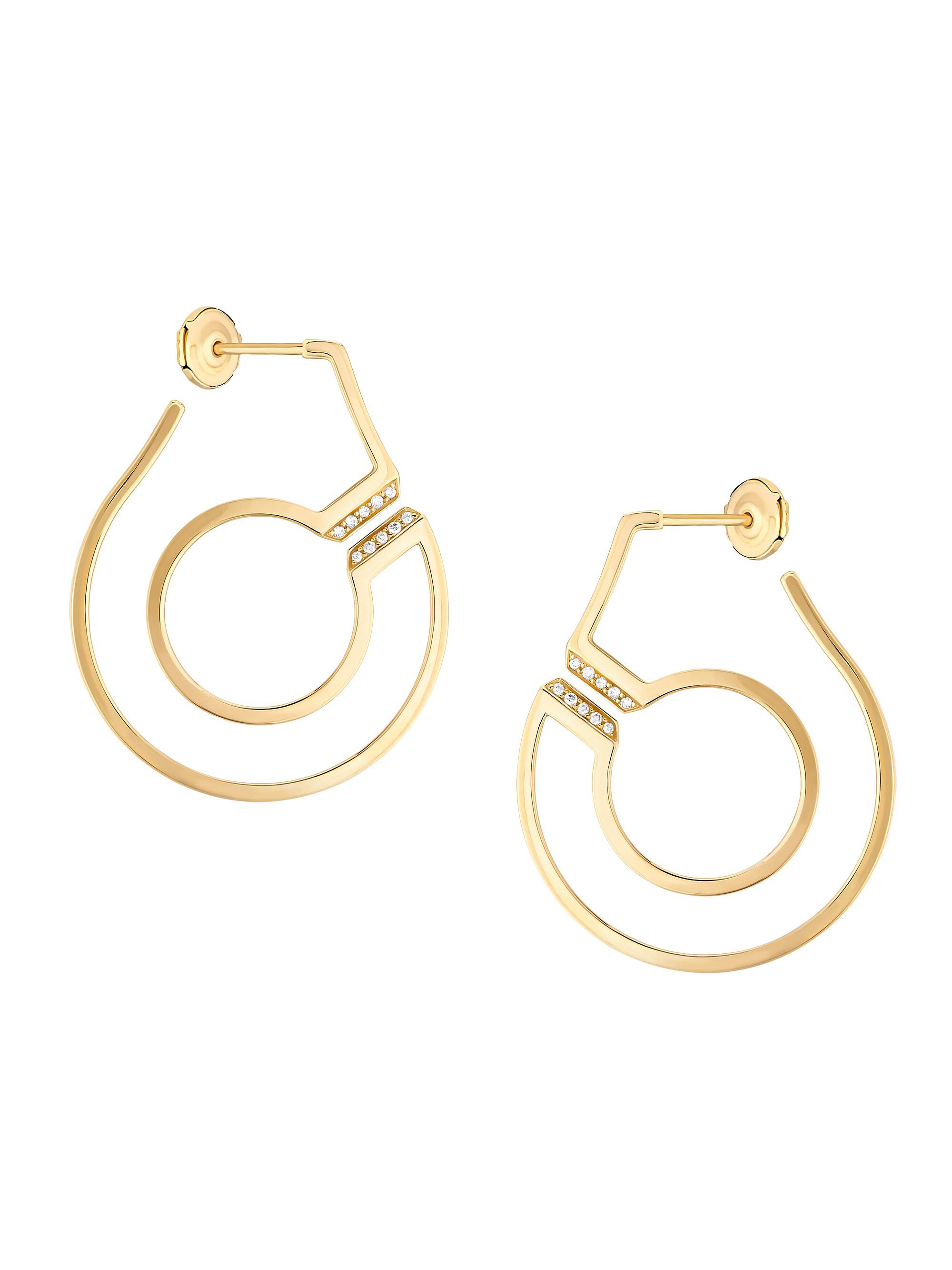 Dinh Van Women's Menottes 18K Yellow Gold & Diamond Hoop Earrings - Gold