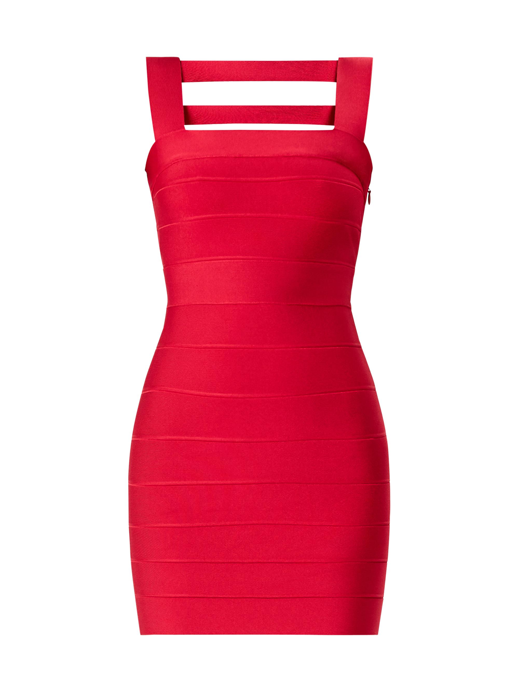 Hervé Léger Women's Icon Squareneck Cutout Back Minidress - Rio Red