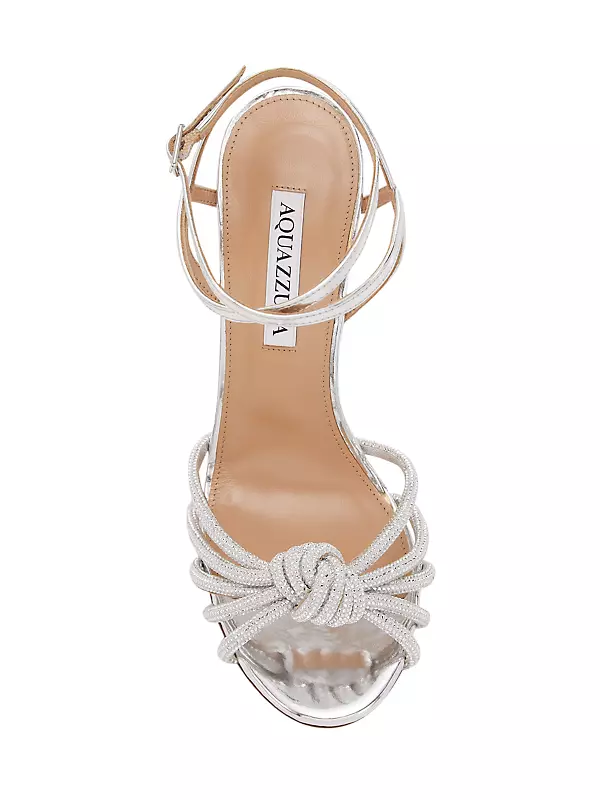 Shop Aquazzura Celeste Glitter Leather Sandals | Saks Fifth Avenue