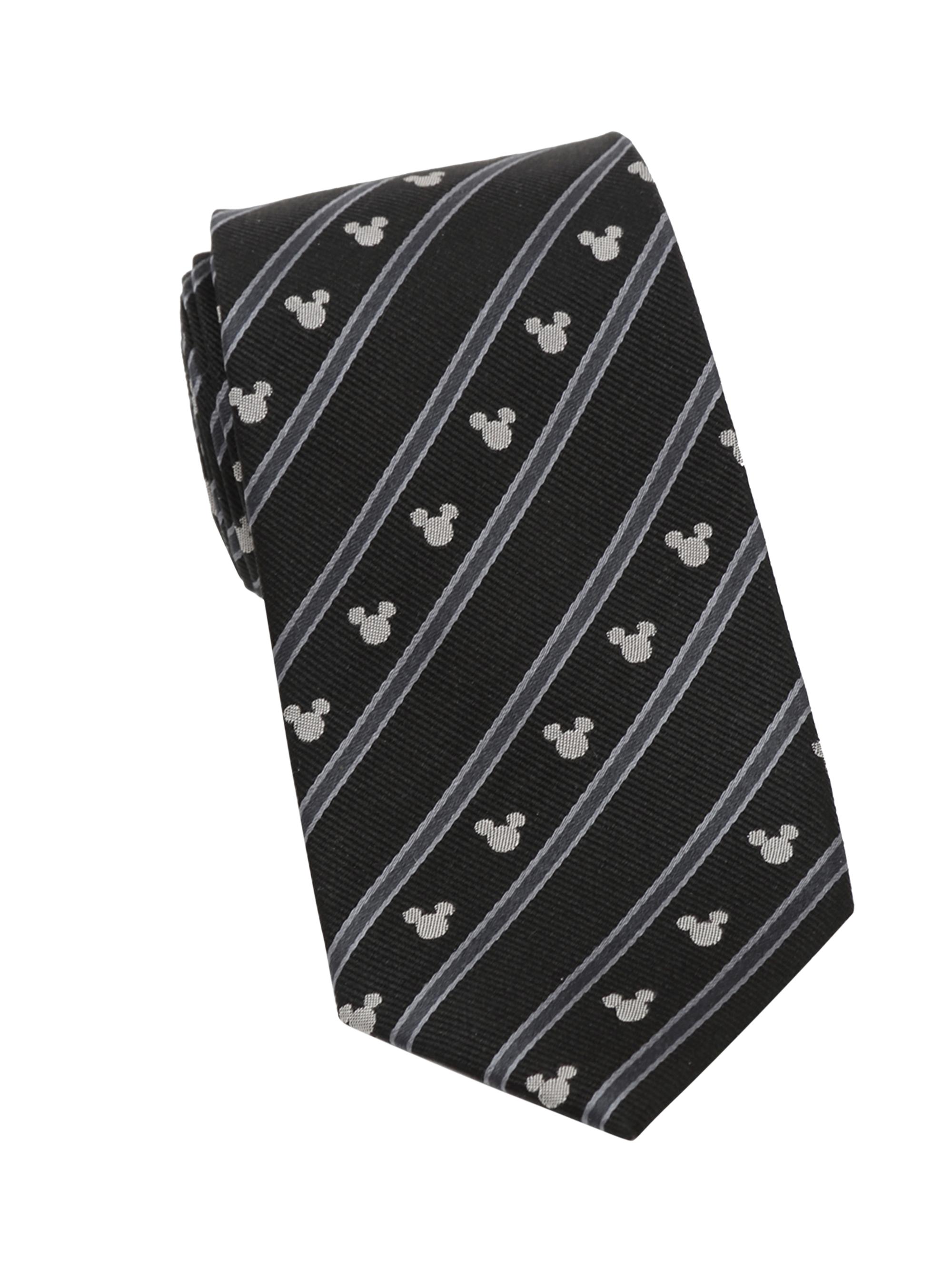 Cufflinks, Inc. Men's Disney Mickey Mouse Stripe Silk Tie - Black