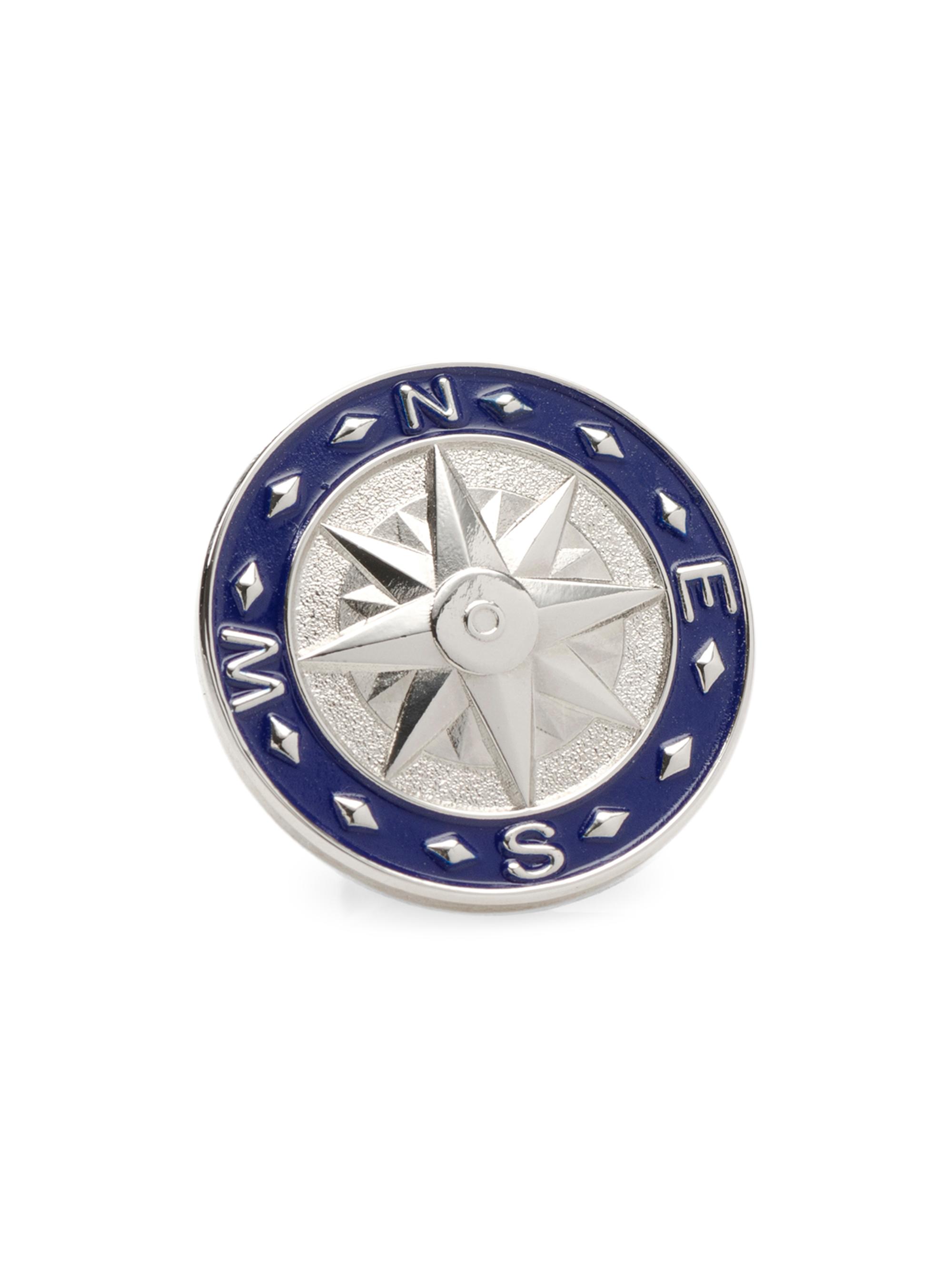 Cufflinks, Inc. Men's Blue Compass Lapel Pin - Silver