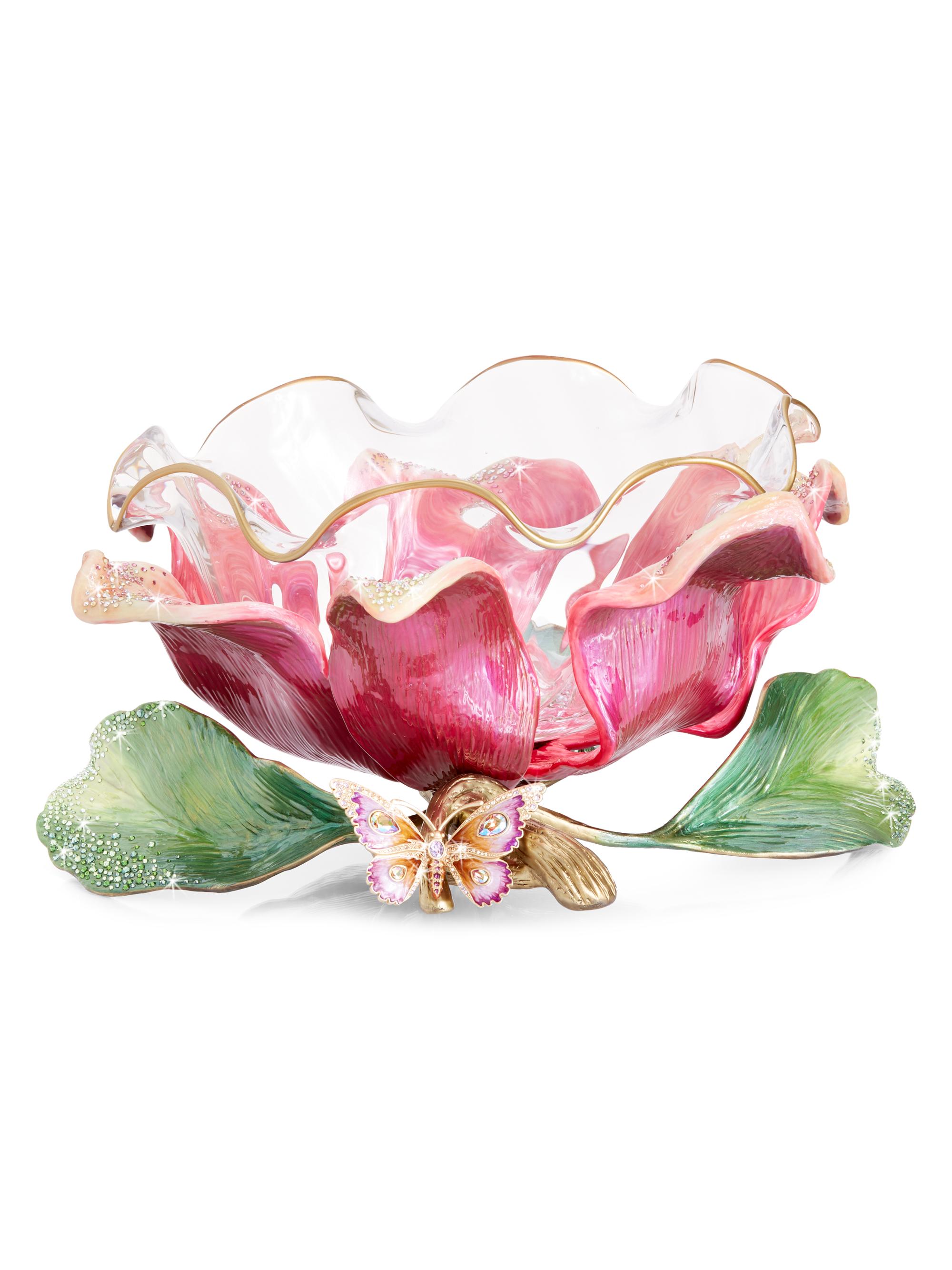 Jay Strongwater Large Flower Bowl With Swarovski Crystals