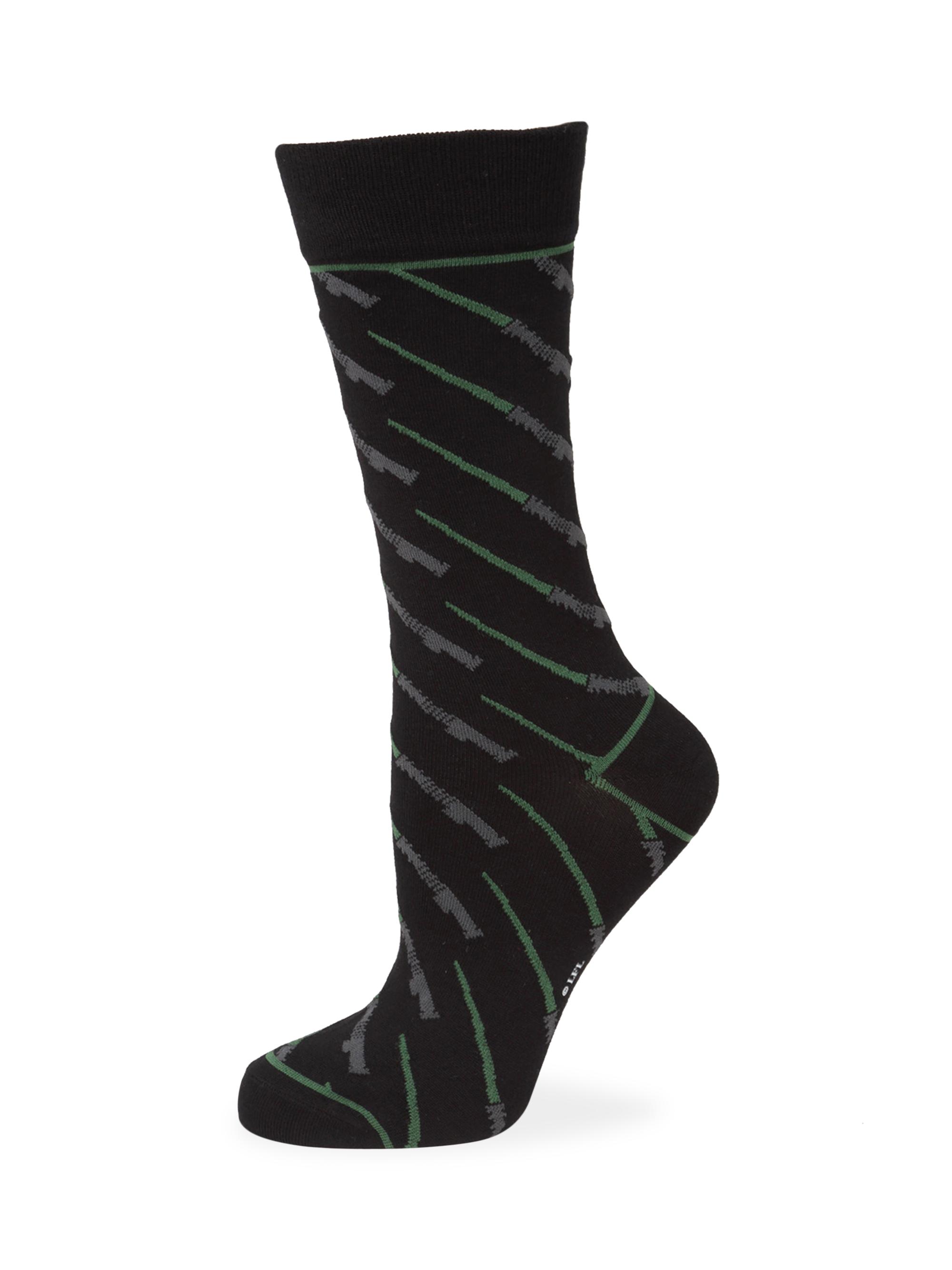 Cufflinks, Inc. Men's Star Wars Green Lightsaber Socks - Black