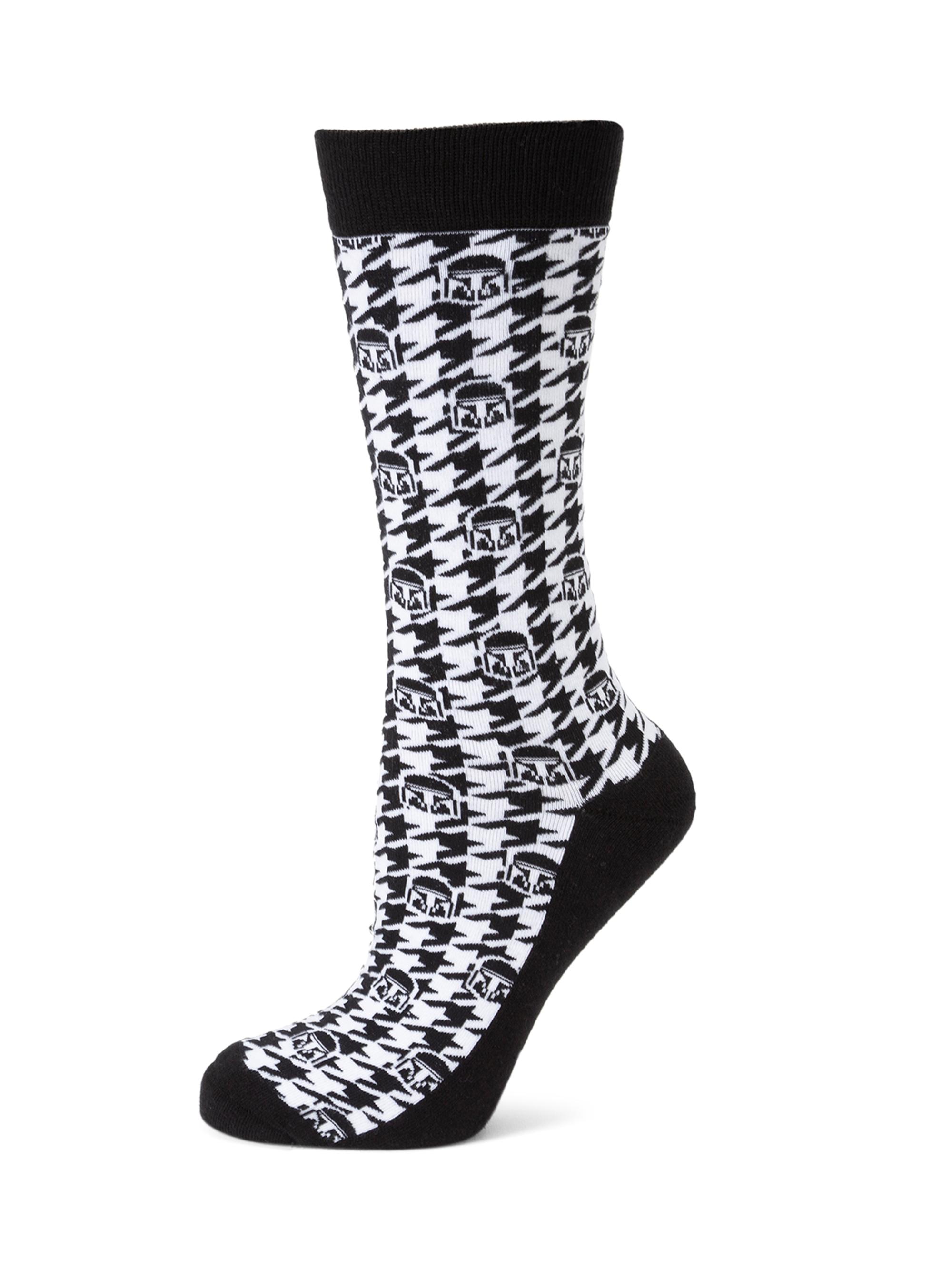 Cufflinks, Inc. Men's Star Wars Mandalorian Helmet Houndstooth Socks - Black