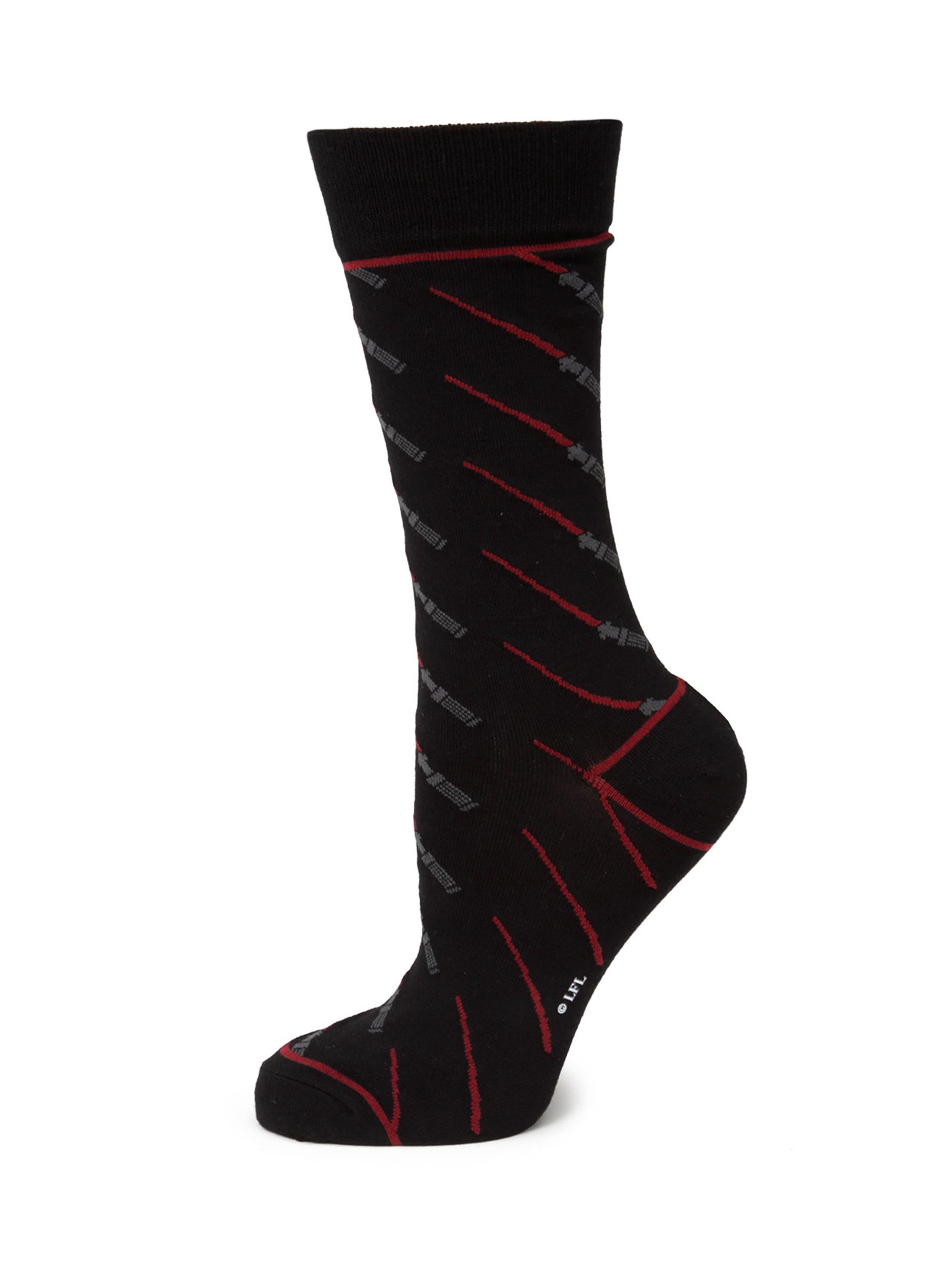 Cufflinks, Inc. Men's Star Wars Red Lightsaber Socks - Black