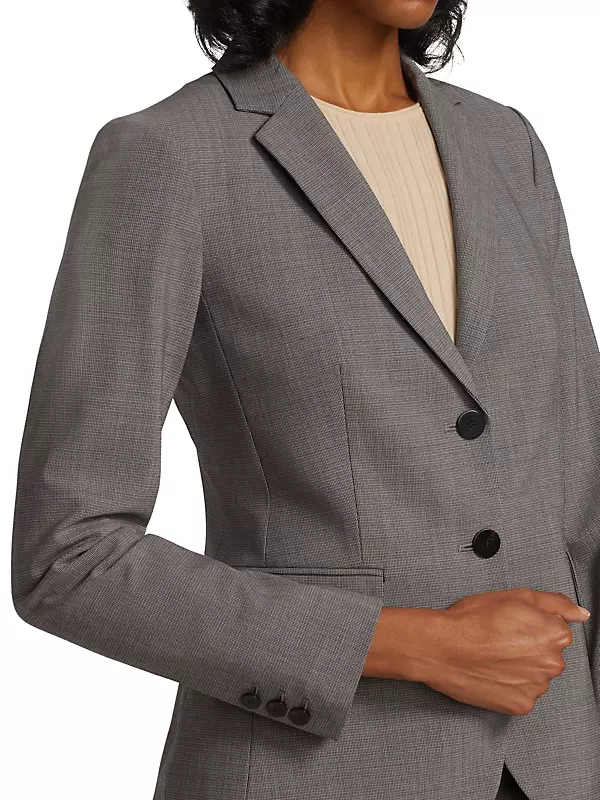 Carissa Printed Wool Button-Front Blazer