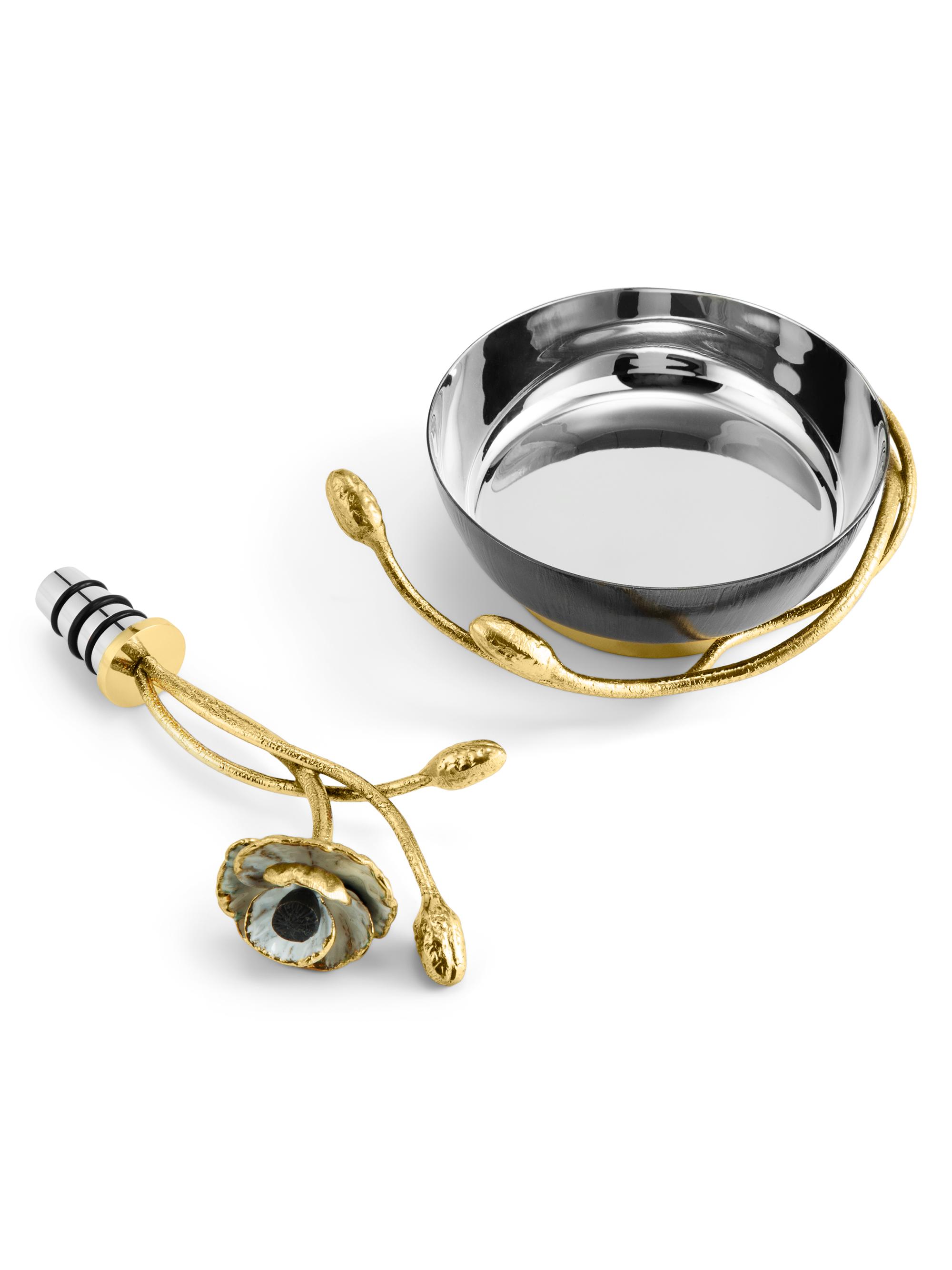 Michael Aram Anemone 2-Piece Wine Coaster & Wine Bottle Stopper Set