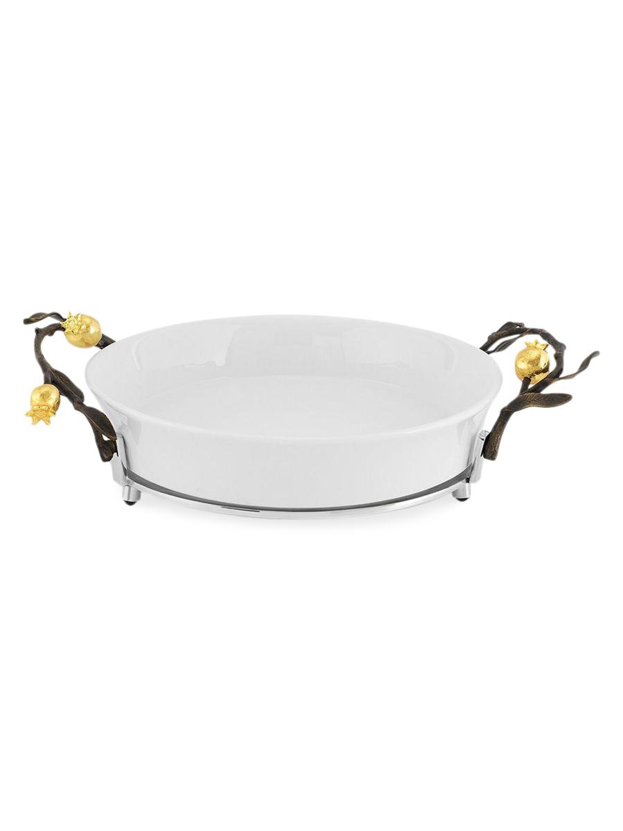 Shop Michael Aram Pomegranate 24K Goldplated Stainless Steel Porcelain Pie Dish | Saks Fifth Avenue
