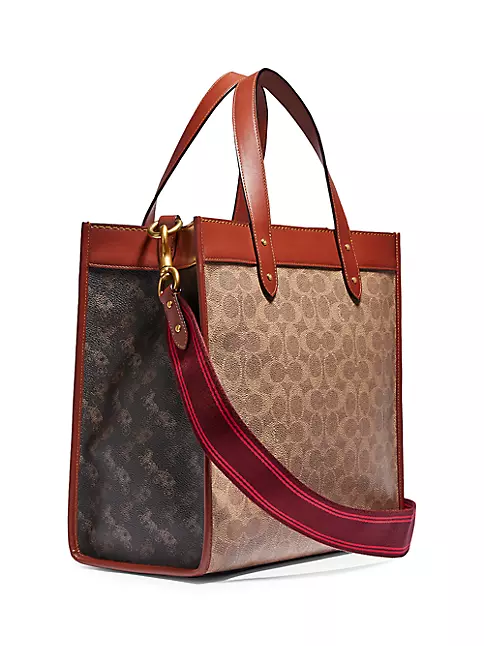 Coach Field Tote In Signature Canvas With Horse And Carriage Print Bag