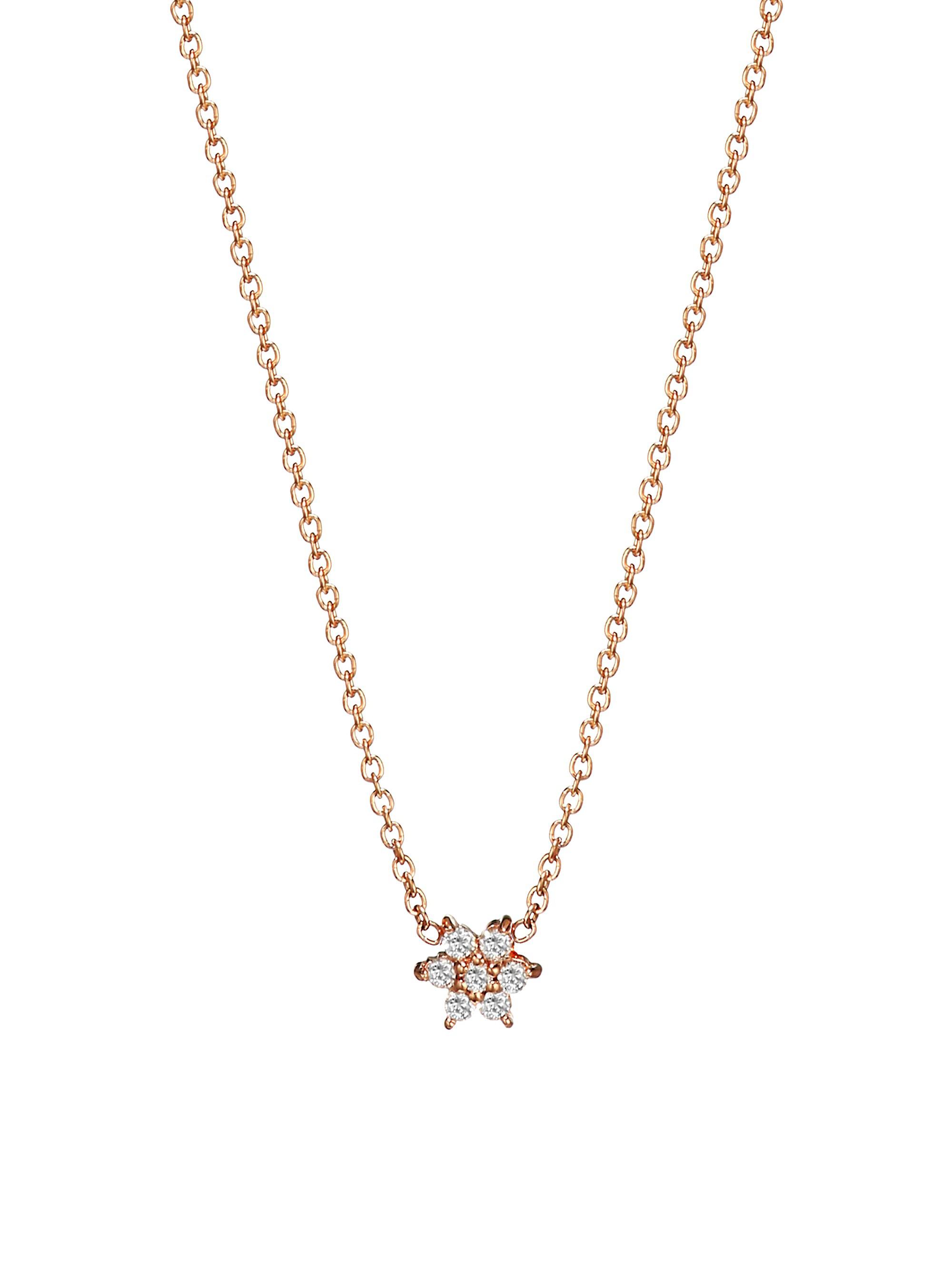Ginette NY Women's Star 18K Rose Gold & Diamond Mini Pendant Necklace - Rose Gold