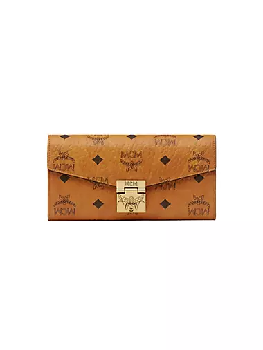Large Aren Crossbody Wallet in Visetos Cognac