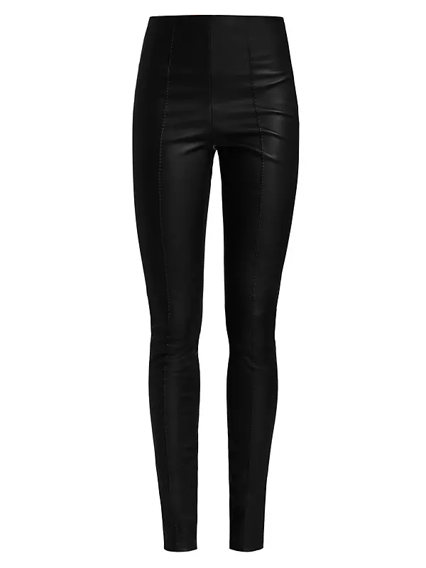 Lady Fake Leather Leggings Blue Wine Red Black Casual Pants Spring
