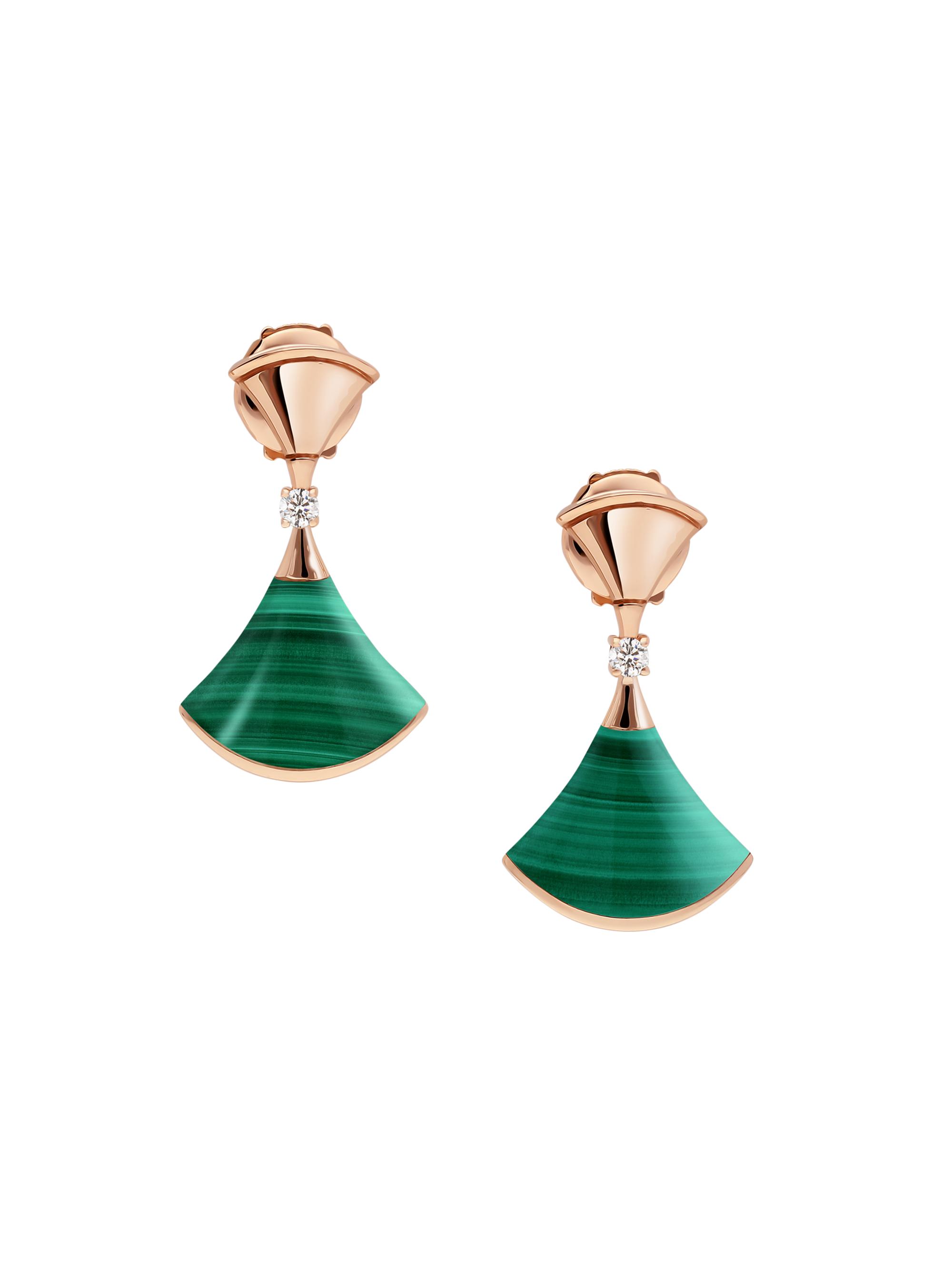 BVLGARI Women's Divas'Dream 18K Rose Gold, Malachite & Diamond Earrings - Rose Gold