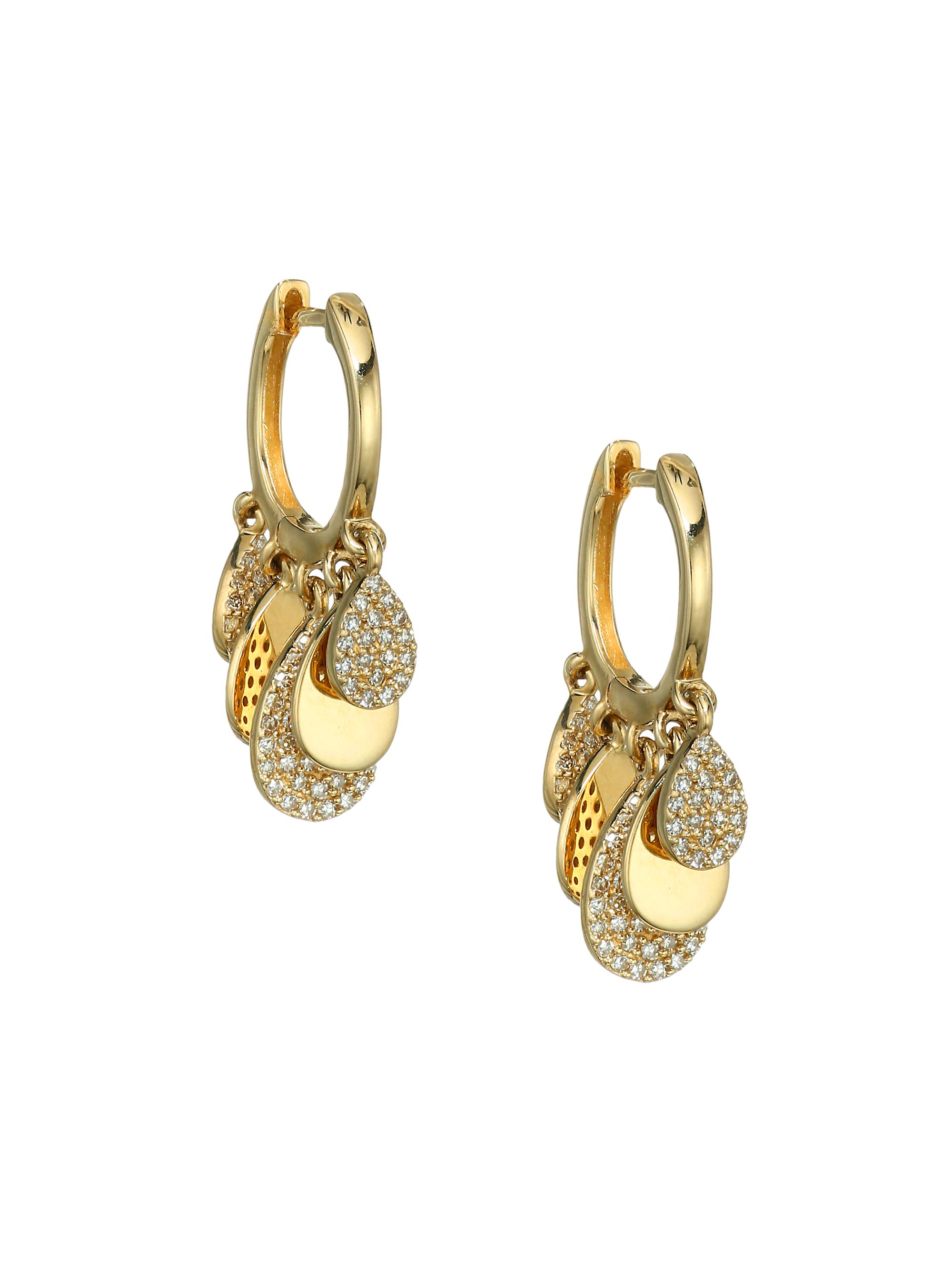 Nina Gilin Women's 14K Yellow Gold & Diamond Huggie Earrings