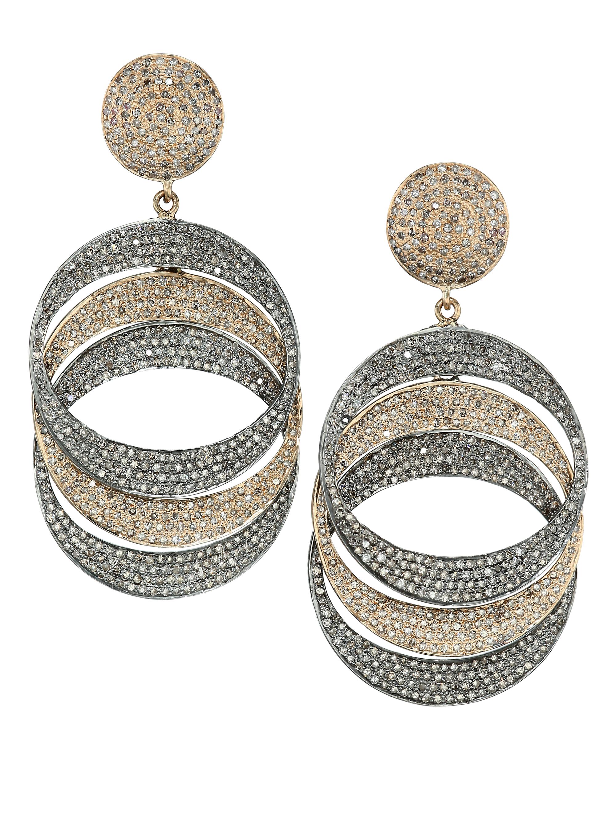 Nina Gilin Women's Two-Tone & Diamond Drop Hoop Earrings - Gold