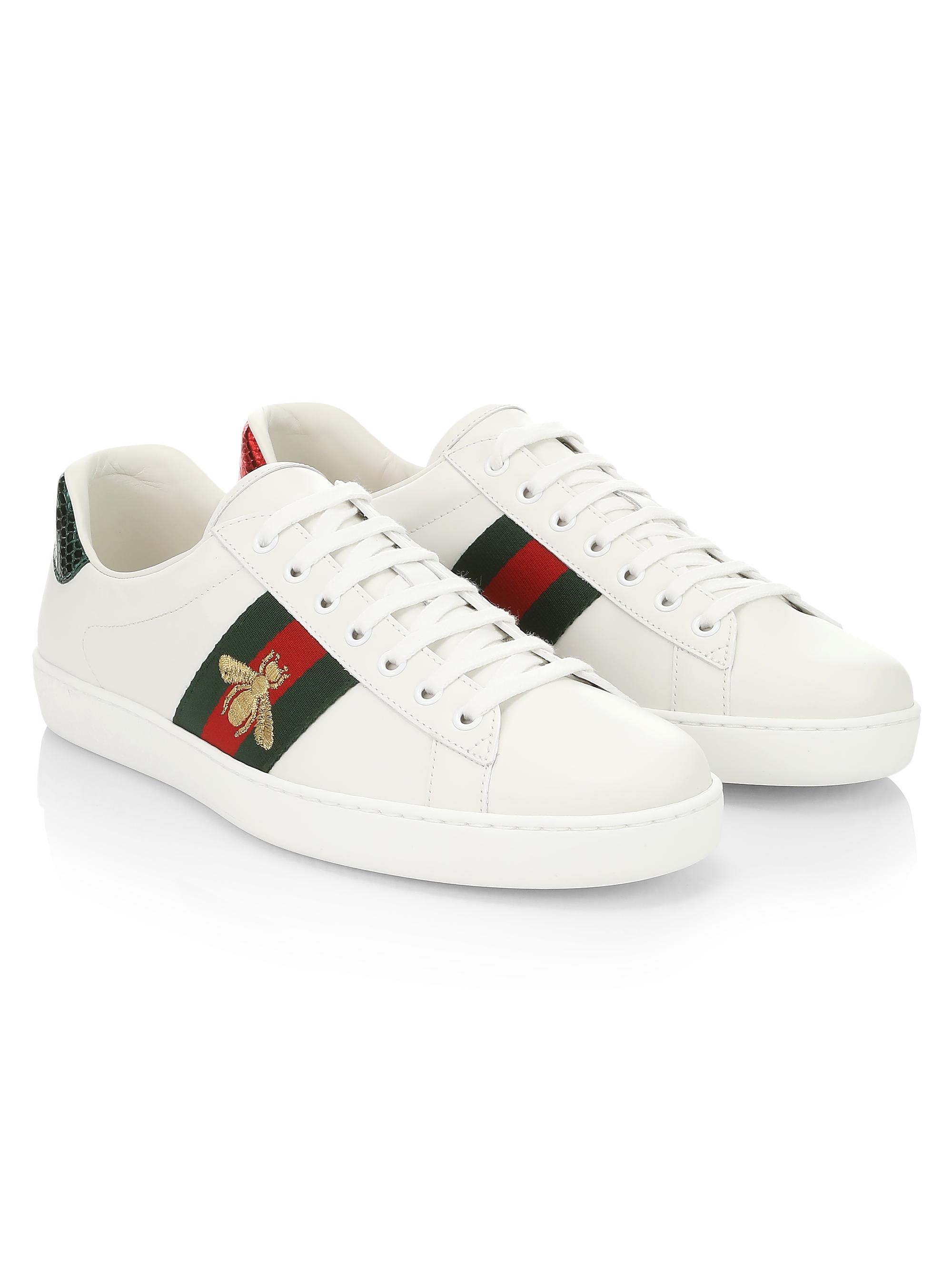 Gucci New Ace Bee Embroidered Sneakers | Saks Fifth Avenue
