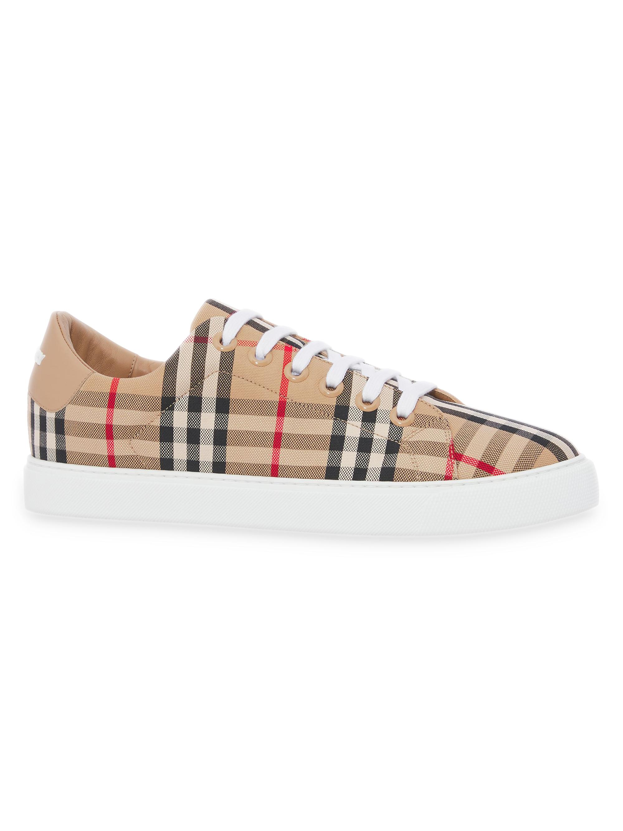 Burberry Albridge Check & Leather Low-Top Sneakers | Saks Fifth Avenue