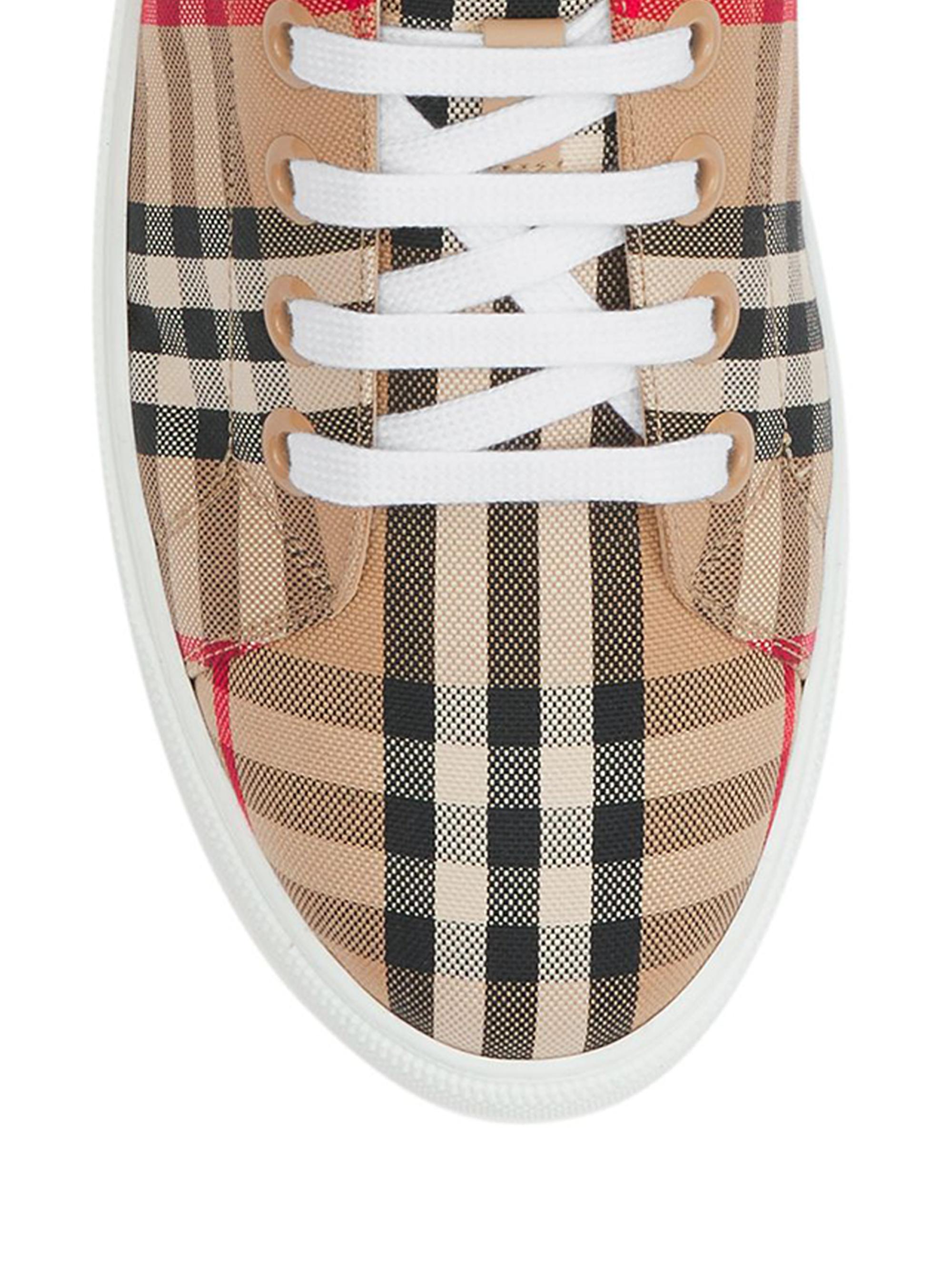 Burberry Albridge Check & Leather Low-Top Sneakers | Saks Fifth Avenue