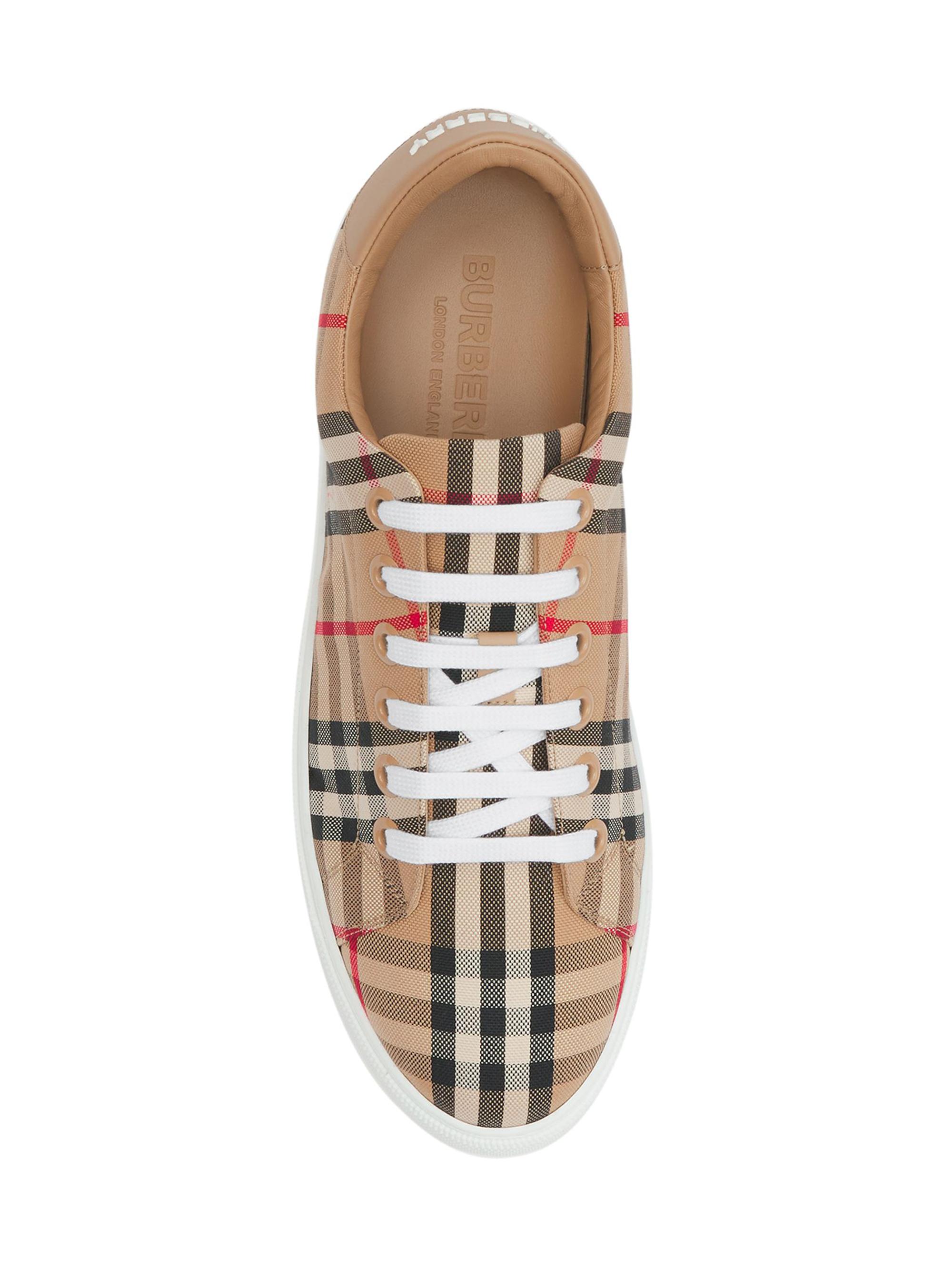 Burberry Albridge Check & Leather Low-Top Sneakers | Saks
