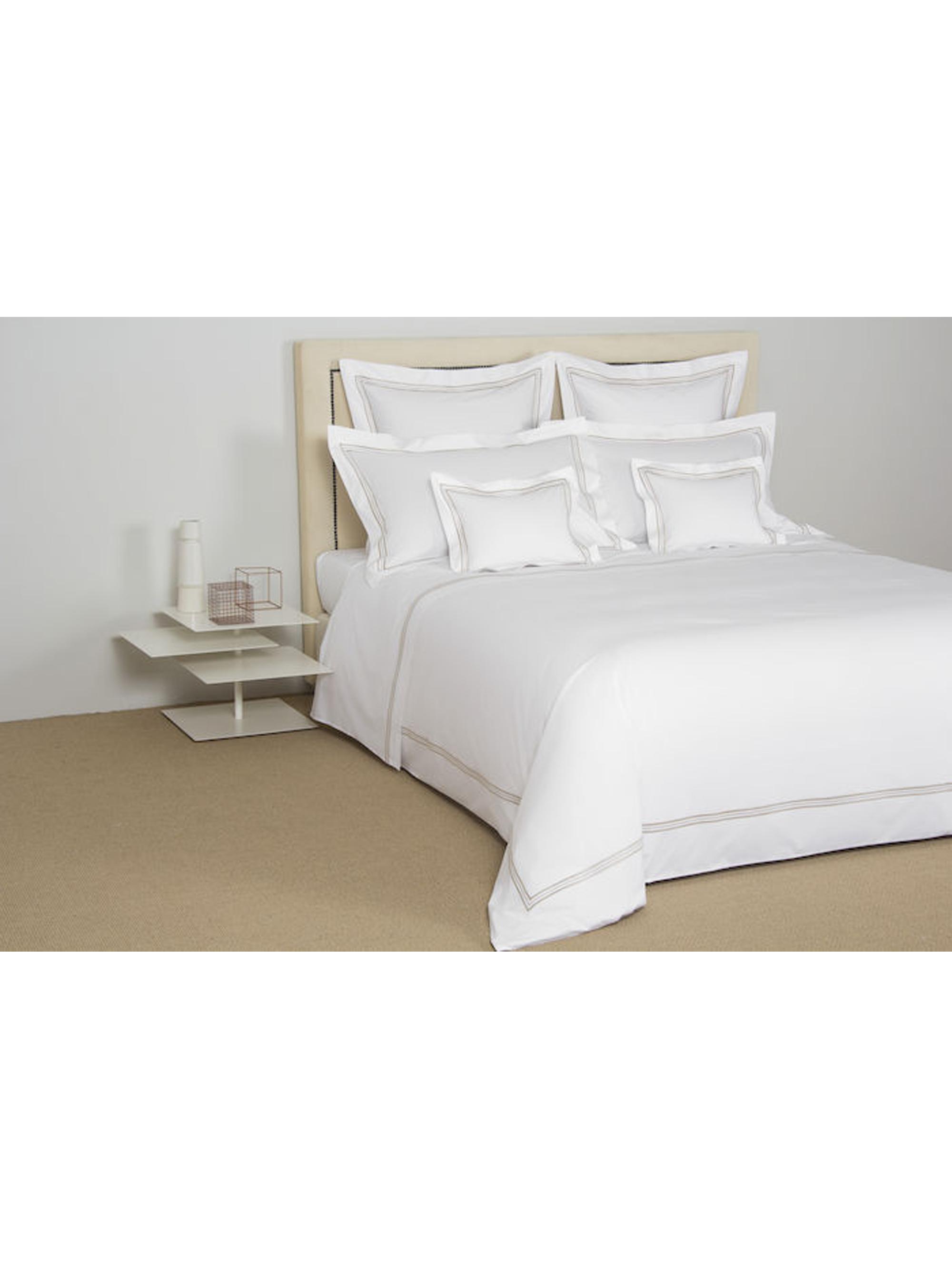Frette Triplo Popeline Queen Duvet - White Savage Beige Queen