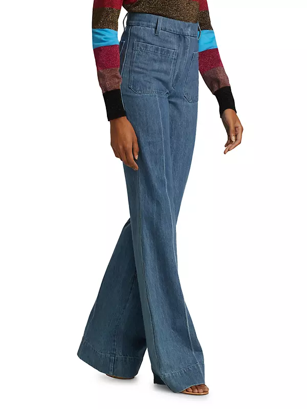 High-Waisted Patch Pocket Jeans