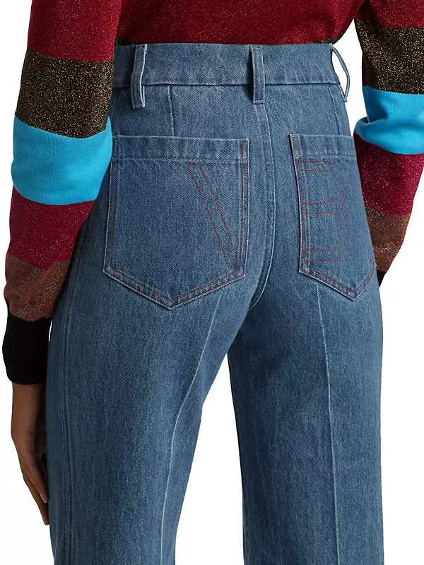 High-Waisted Patch Pocket Jeans