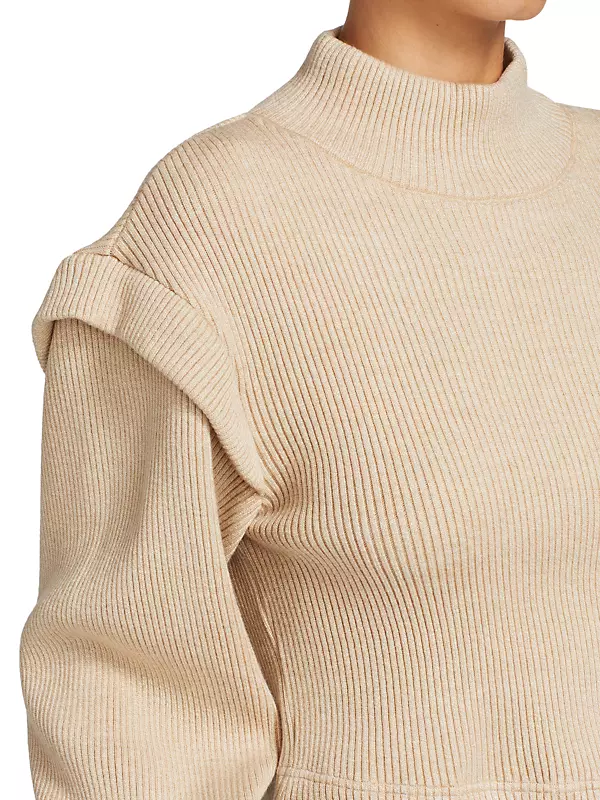 Max Puff-Sleeve Mockneck Sweater