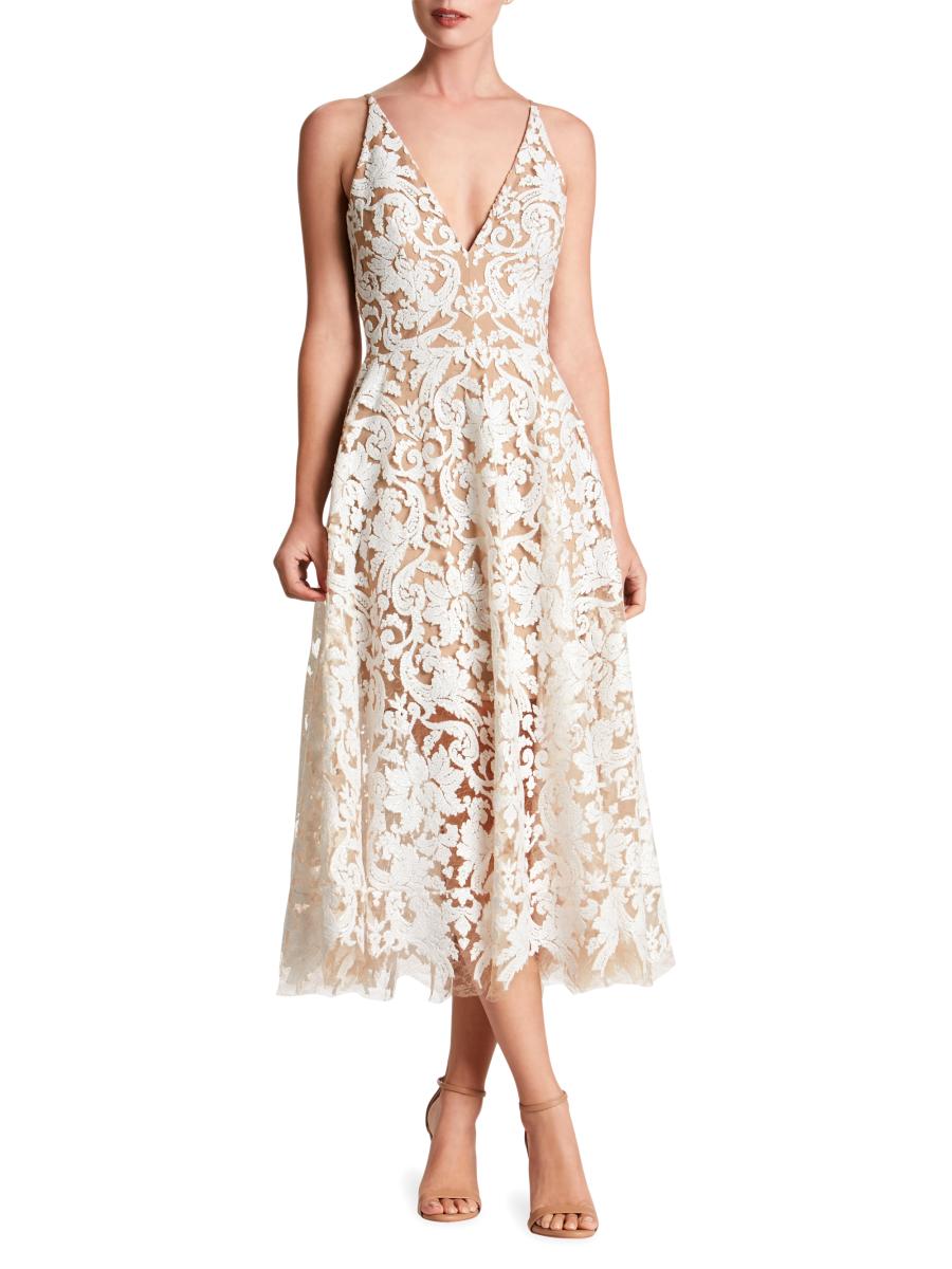 pink dress with white lace Katalina Pink And White Lace Mini Dress - US 6