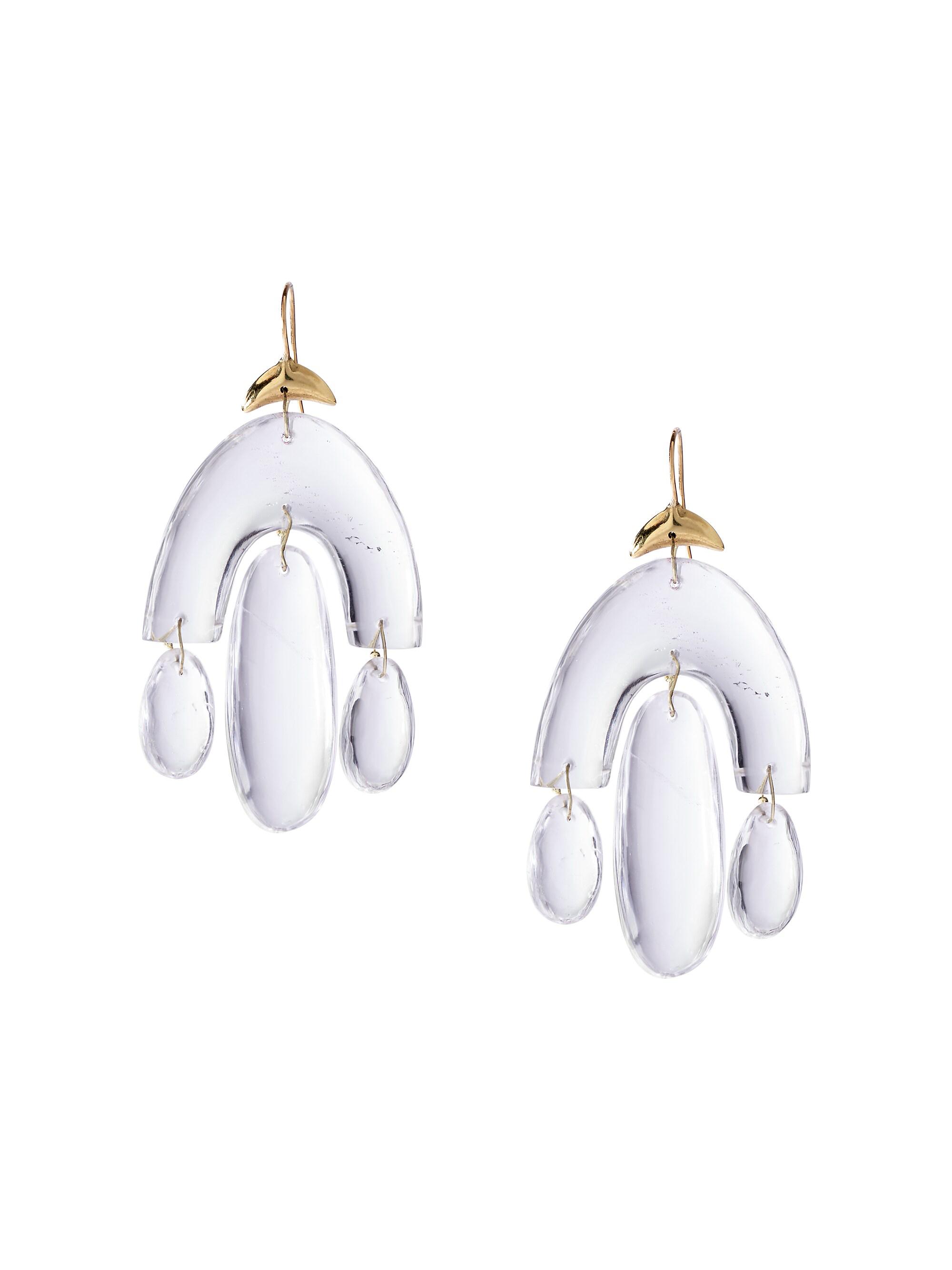 Tenthousandthings Women's 18K Yellow Gold & Crystal  Chandelier Earrings