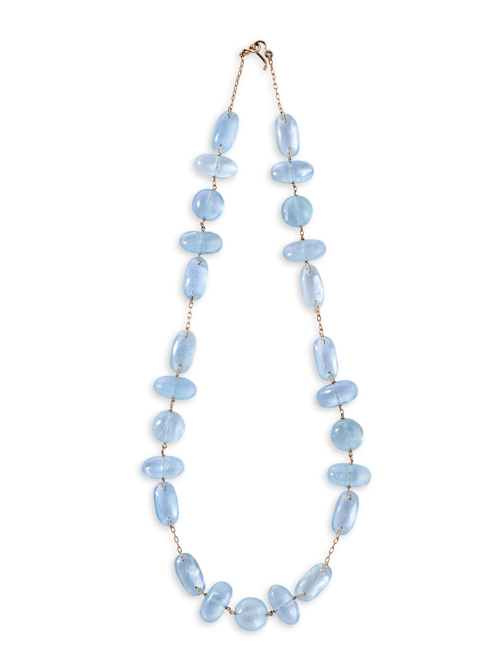 Tenthousandthings Women's 18K Yellow Gold & Aquamarine Double-Cross Stone Collar Necklace - Aquamarine