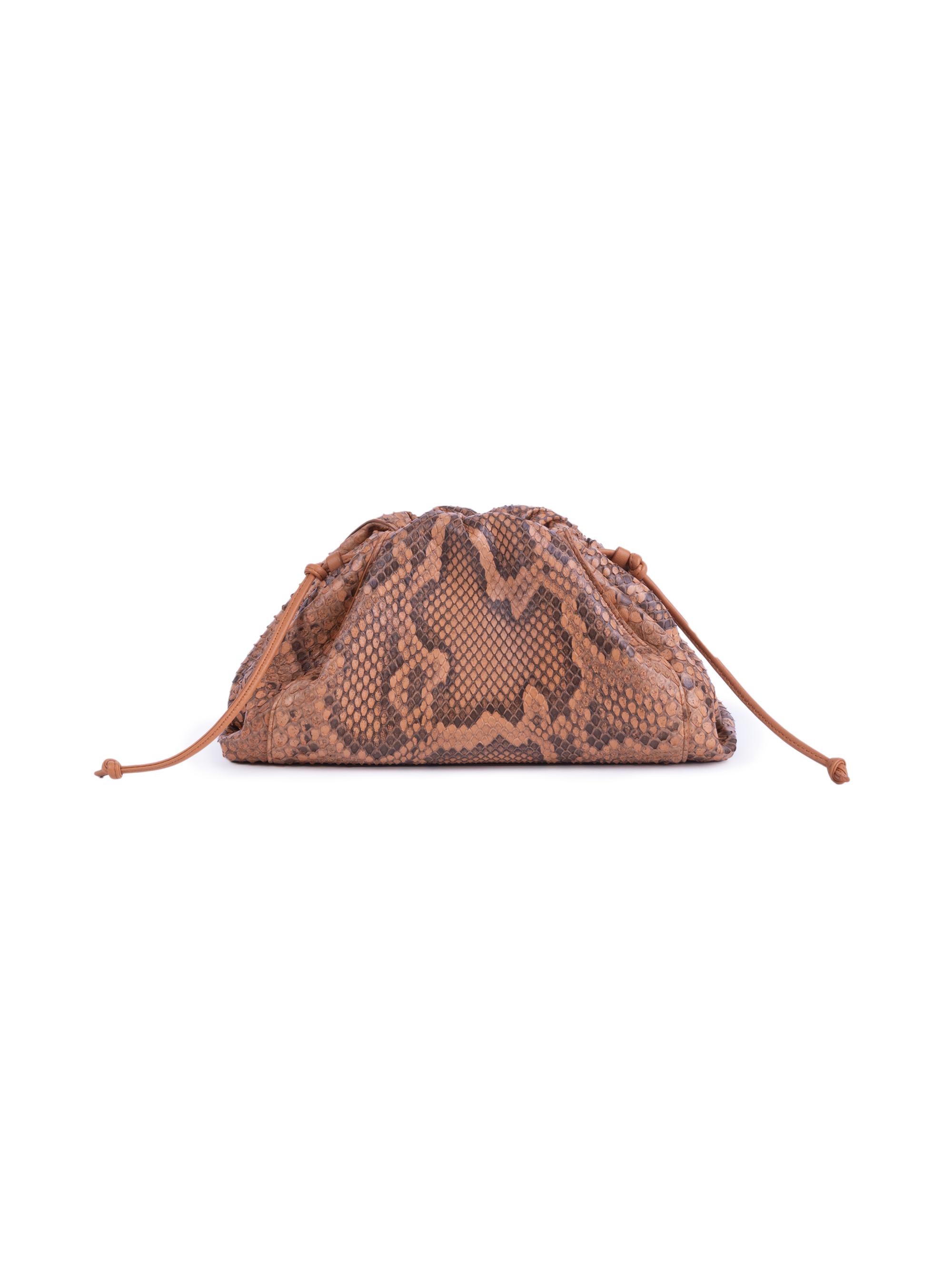 Bottega Veneta Women's  The Pouch Python-Embossed Leather Clutch - Clay