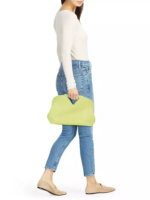 Bottega Veneta Mini Pouch Seagrass Green Leather Clutch Bag with Shoulder  Strap