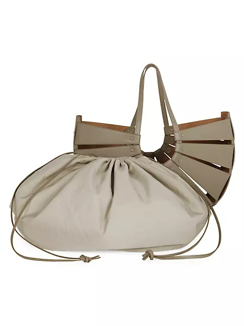 Bottega Veneta Taupe Calfskin Leather Large Shell Bag
