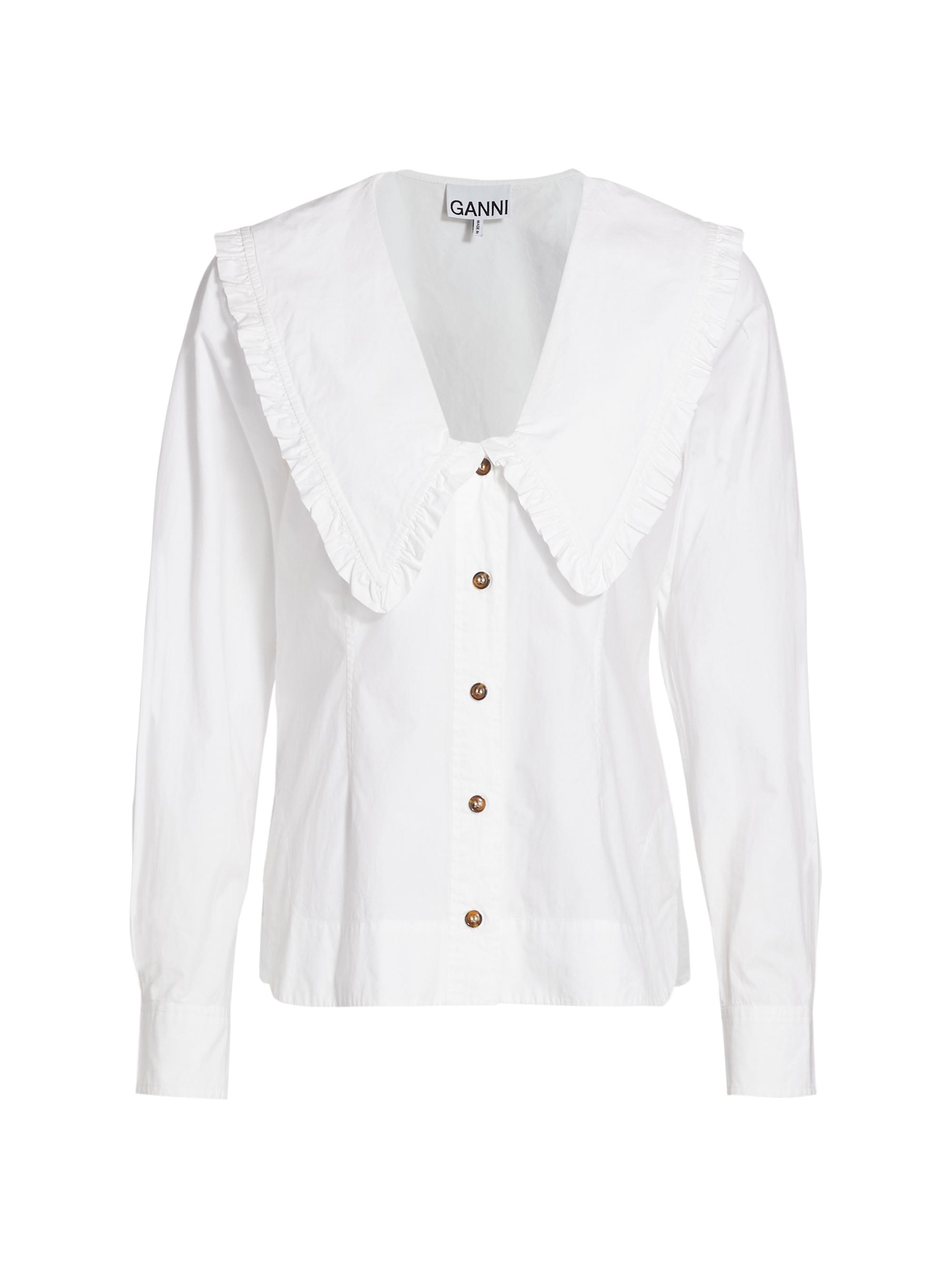 Ganni Cotton Poplin Peplum Blouse | Saks Fifth Avenue