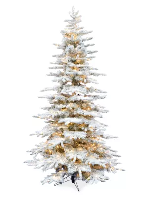 Photo 1 of 7.5-Ft.Smart String Lighting Flocked Mountain Pine Christmas Tree