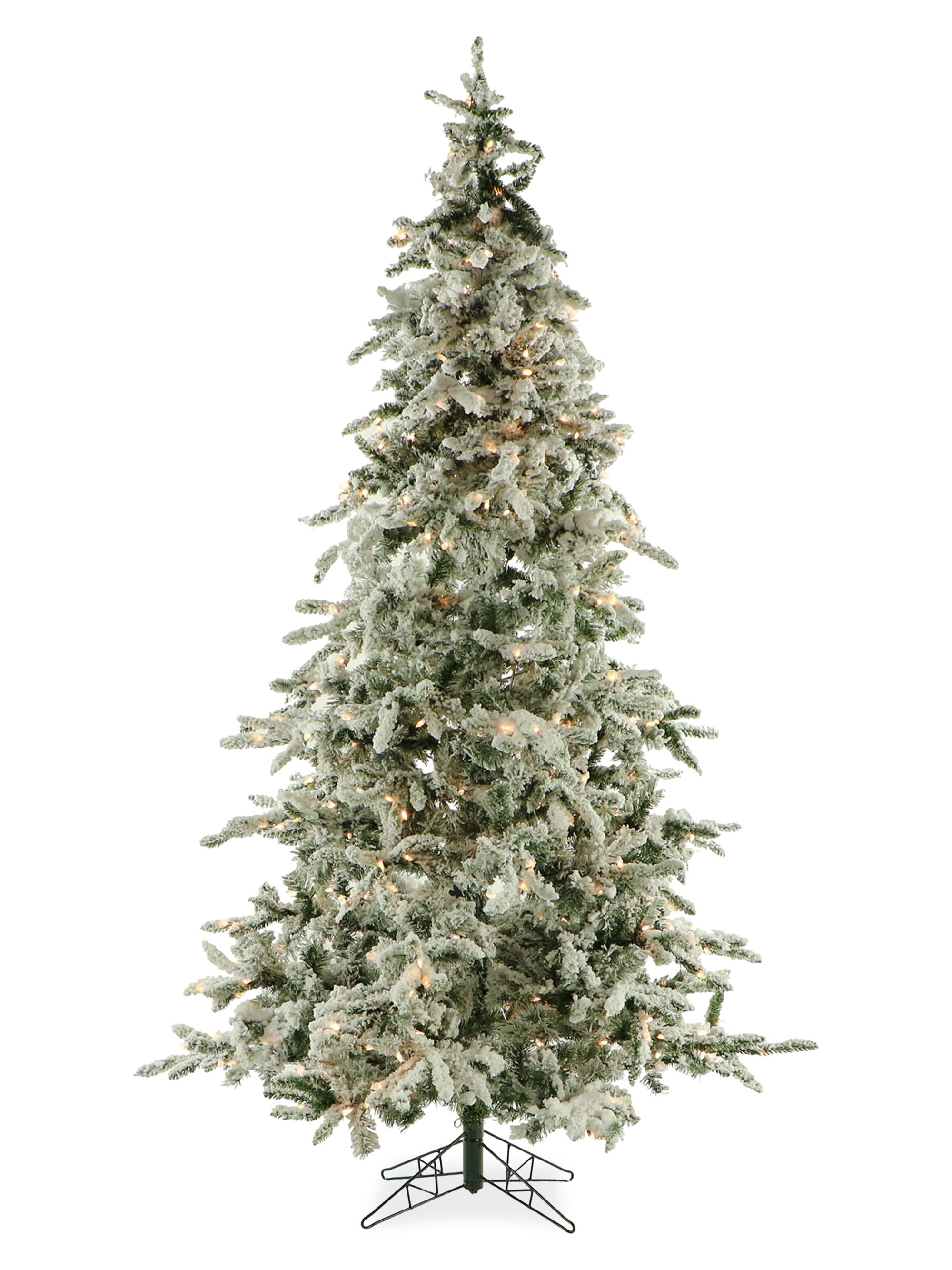 Photo 1 of 9-Ft. Smart String Lighting Flocked Mountain Pine Christmas Tree 