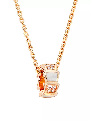 Serpenti Viper 18K Rose Gold, Diamond & Mother-Of-Pearl Pendant Necklace
