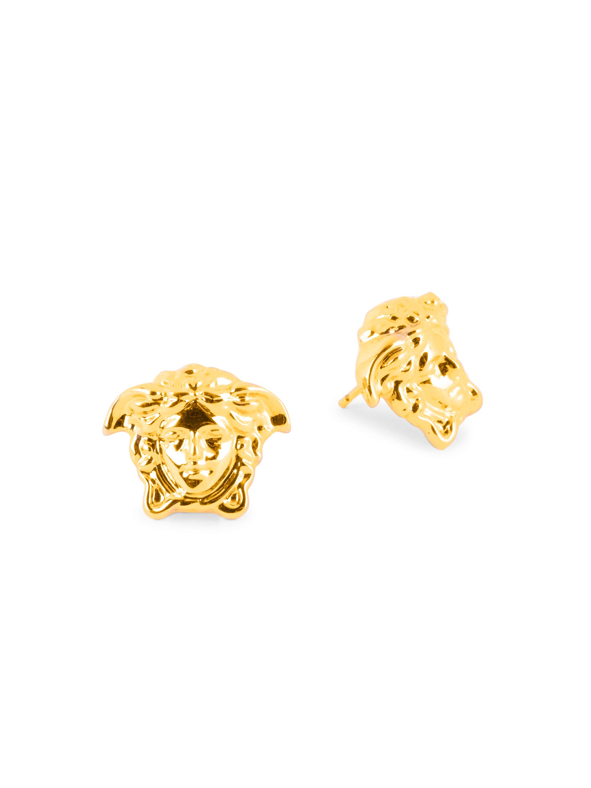 Versace Men's Medusa Stud Earrings - Warm Gold