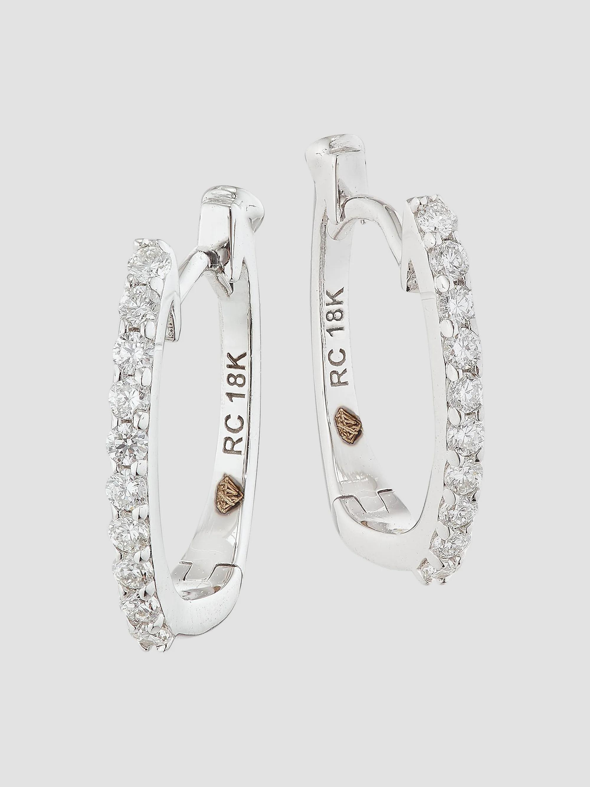Roberto Coin Women's 18K Yellow Gold & Diamond Pavé Huggie Hoop Earrings - White Gold