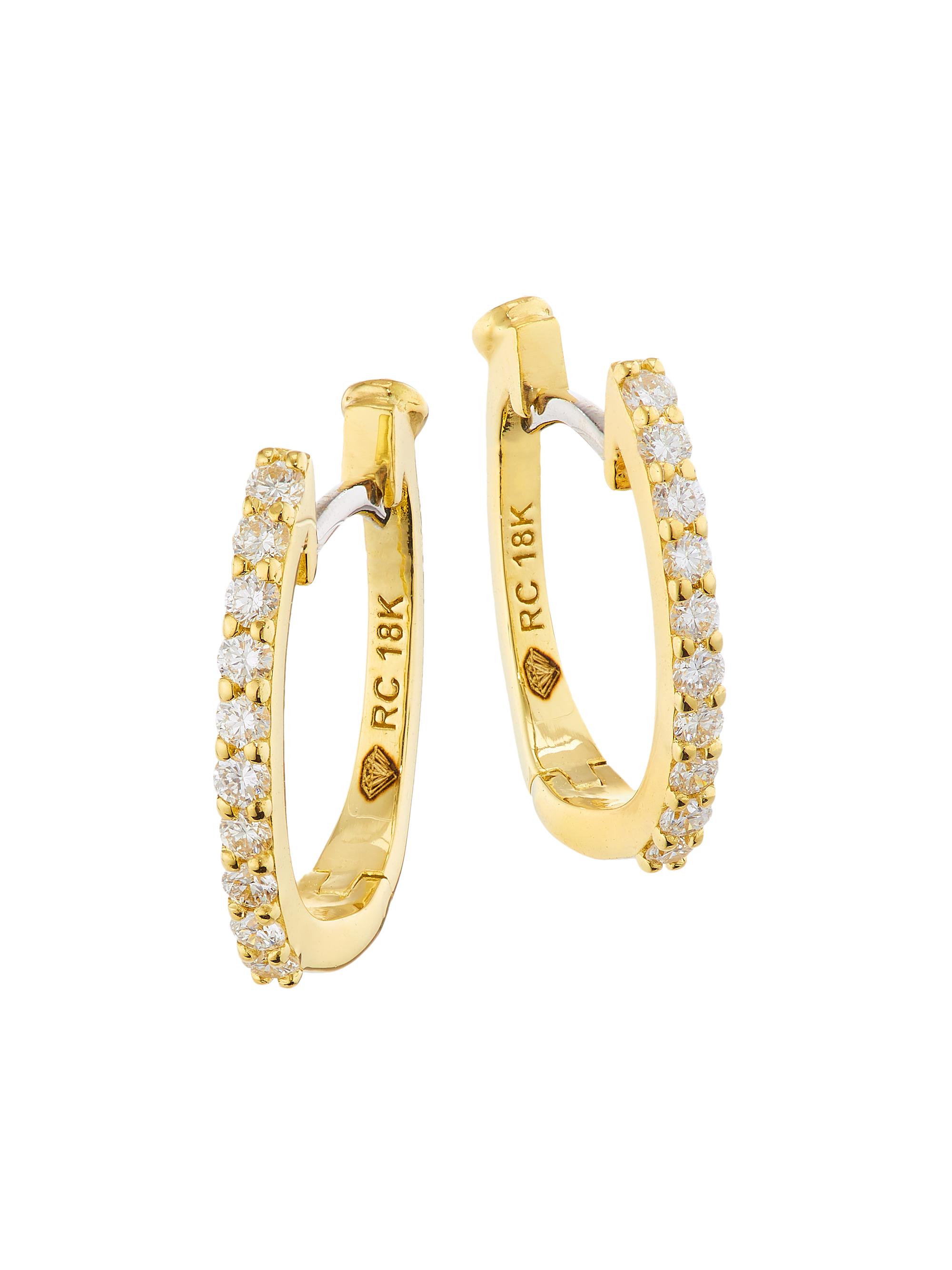 Roberto Coin Women's 18K Yellow Gold & Diamond Pavé Huggie Hoop Earrings - Yellow Gold