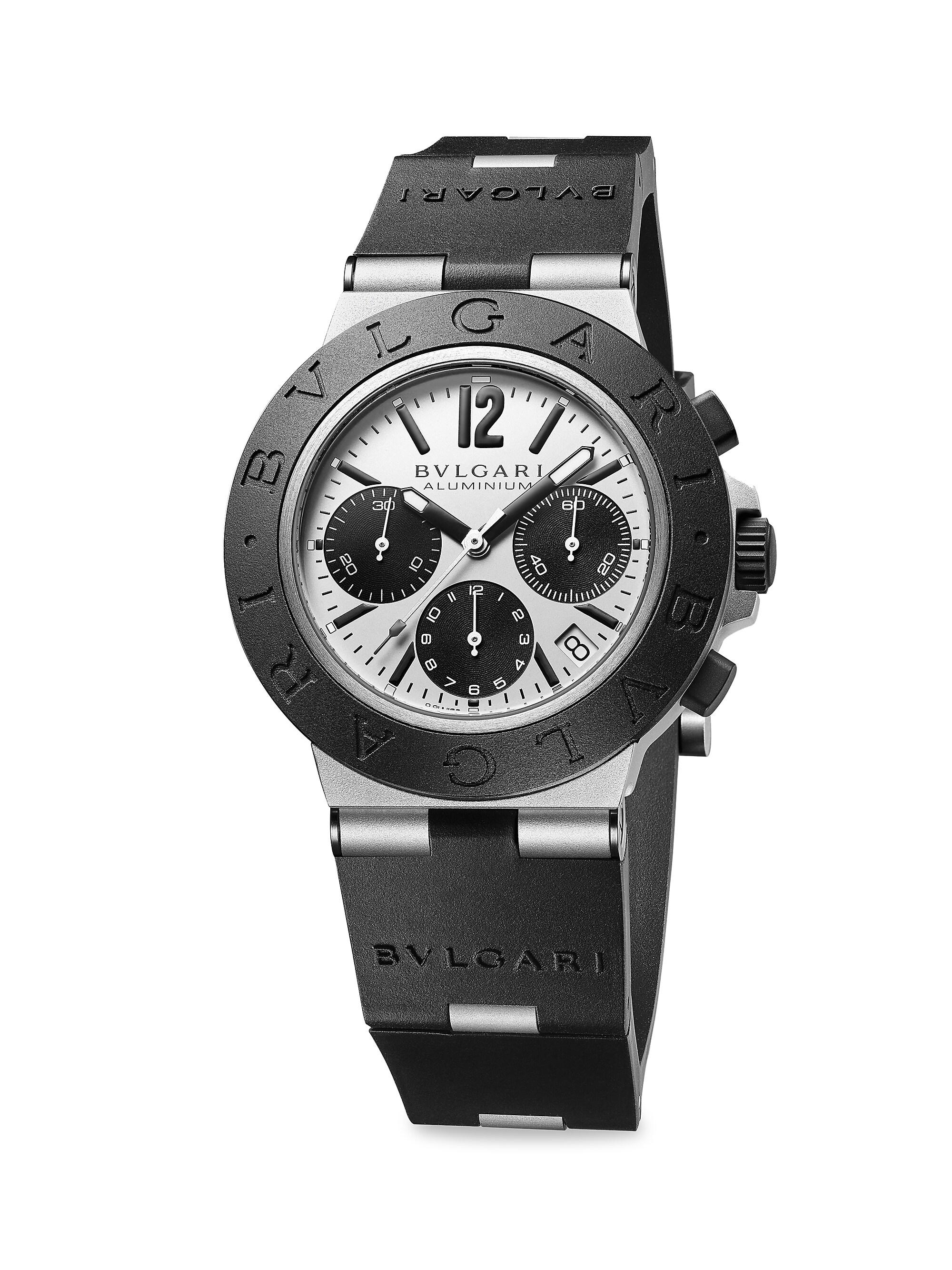 BVLGARI Women's Aluminum, Titanium & Rubber Strap Chronograph Watch - Black
