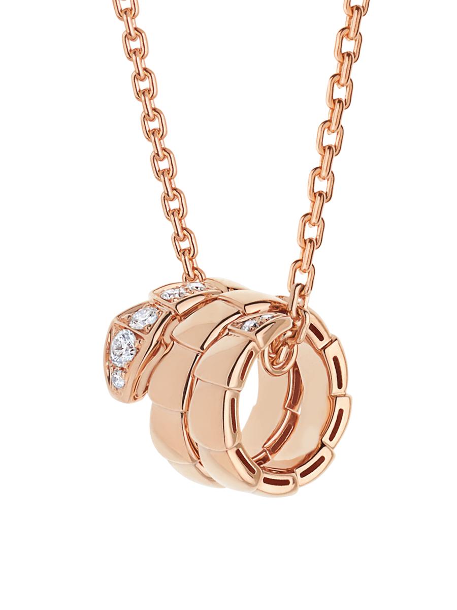 BVLGARI Serpenti Viper 18K Rose Gold & Pavé Diamond Pendant